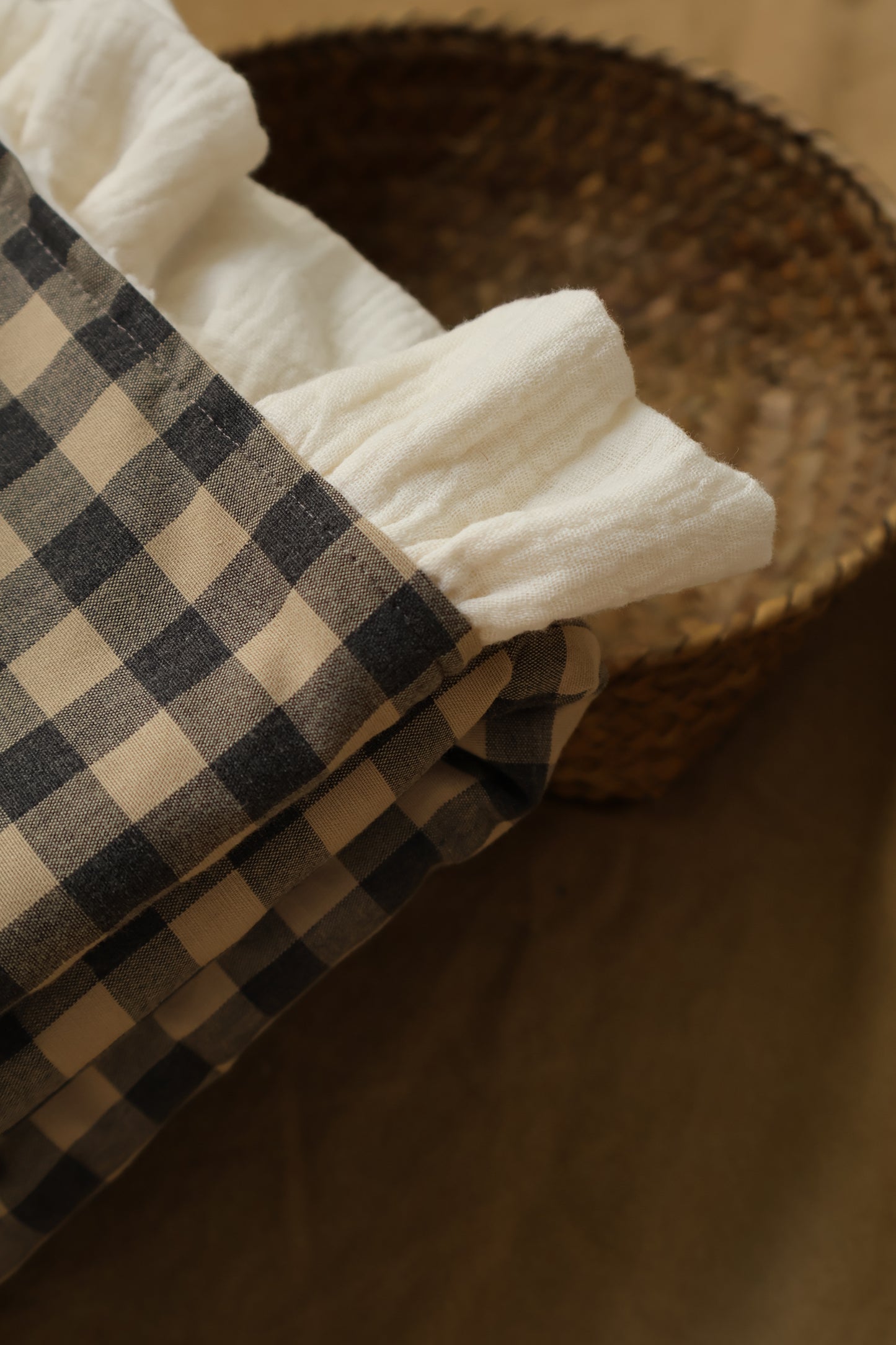 Couverture Vichy Café au lait + Peau de mouton