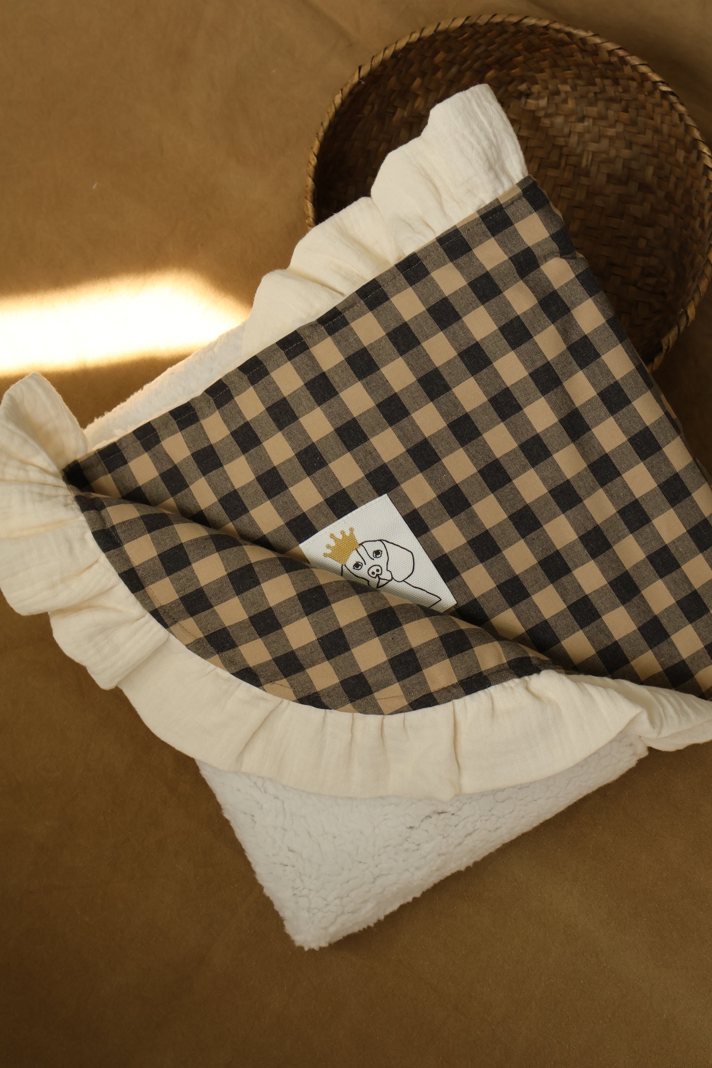 Couverture Vichy Café au lait + Peau de mouton