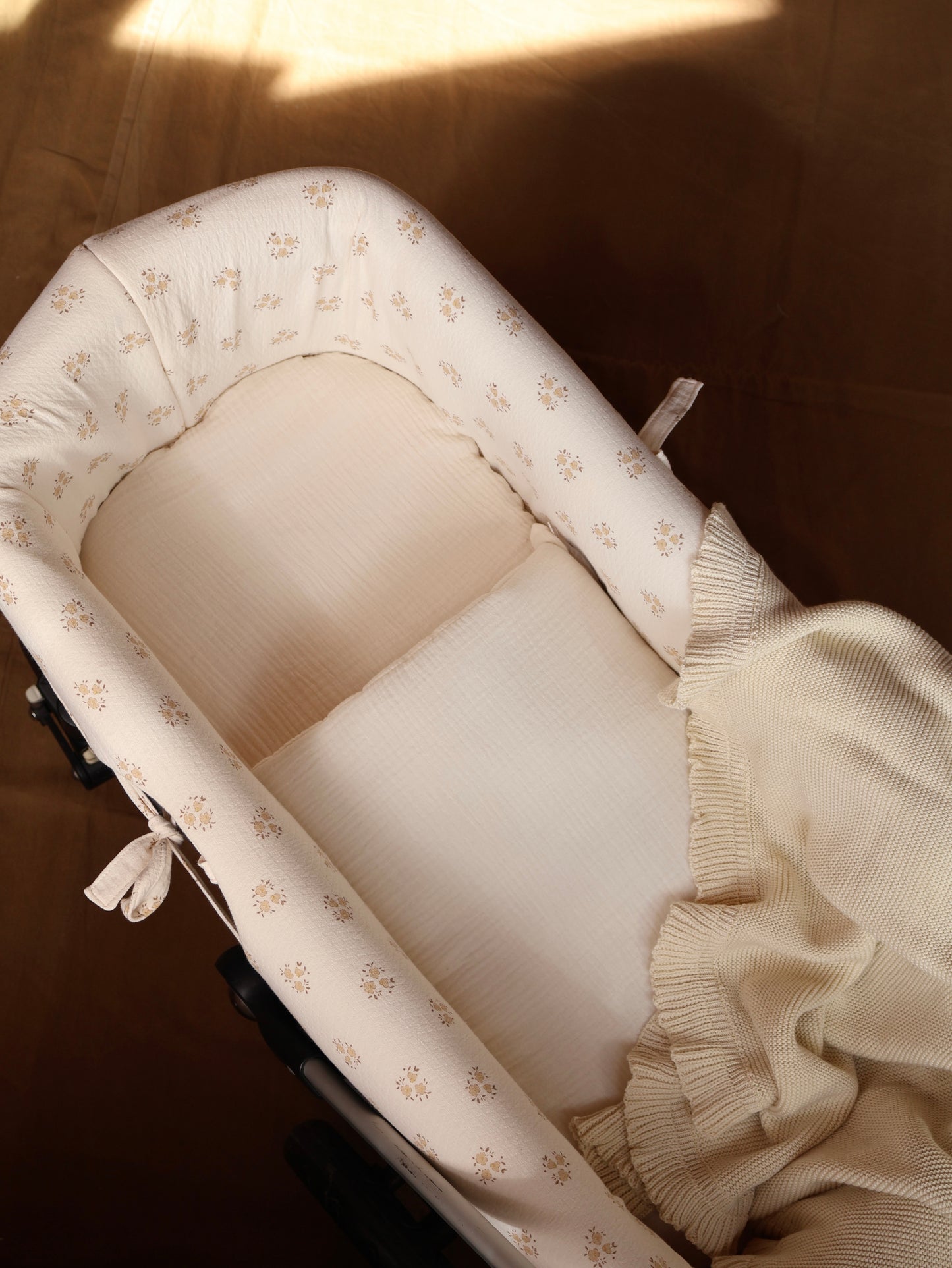 Housse de poussette double imprimée et réversible en gaze brute