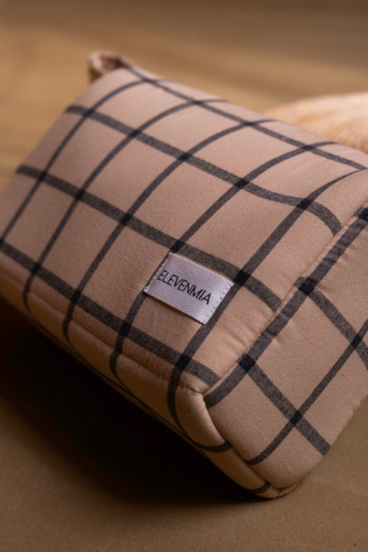 Neceser Cuadrado Cuadro Ocre