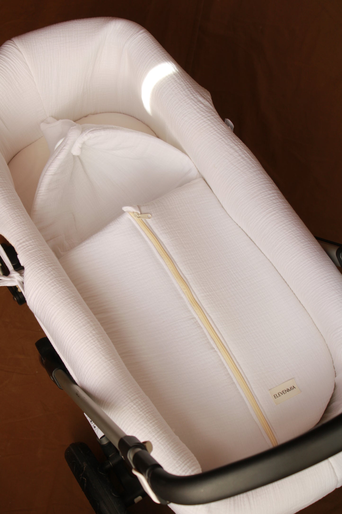 Vestidura Cochecito Gasa Blanca + Gasa Cruda Reversible