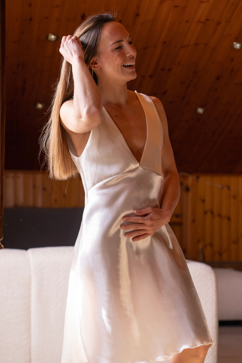 Camisón Maternity Satén Cava