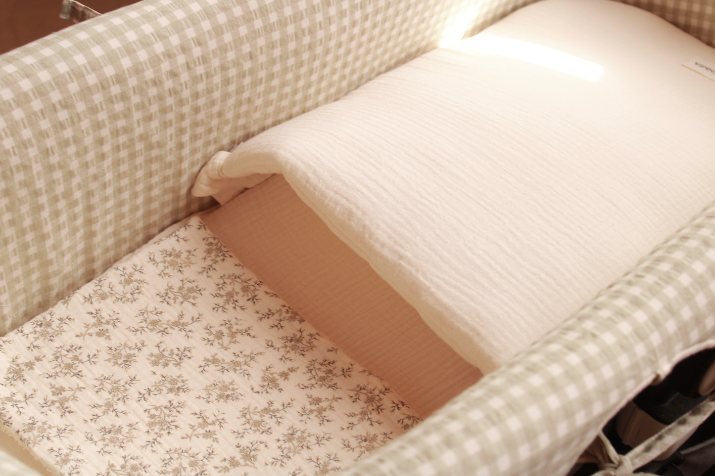 Housse de poussette double imprimée et réversible en gaze brute