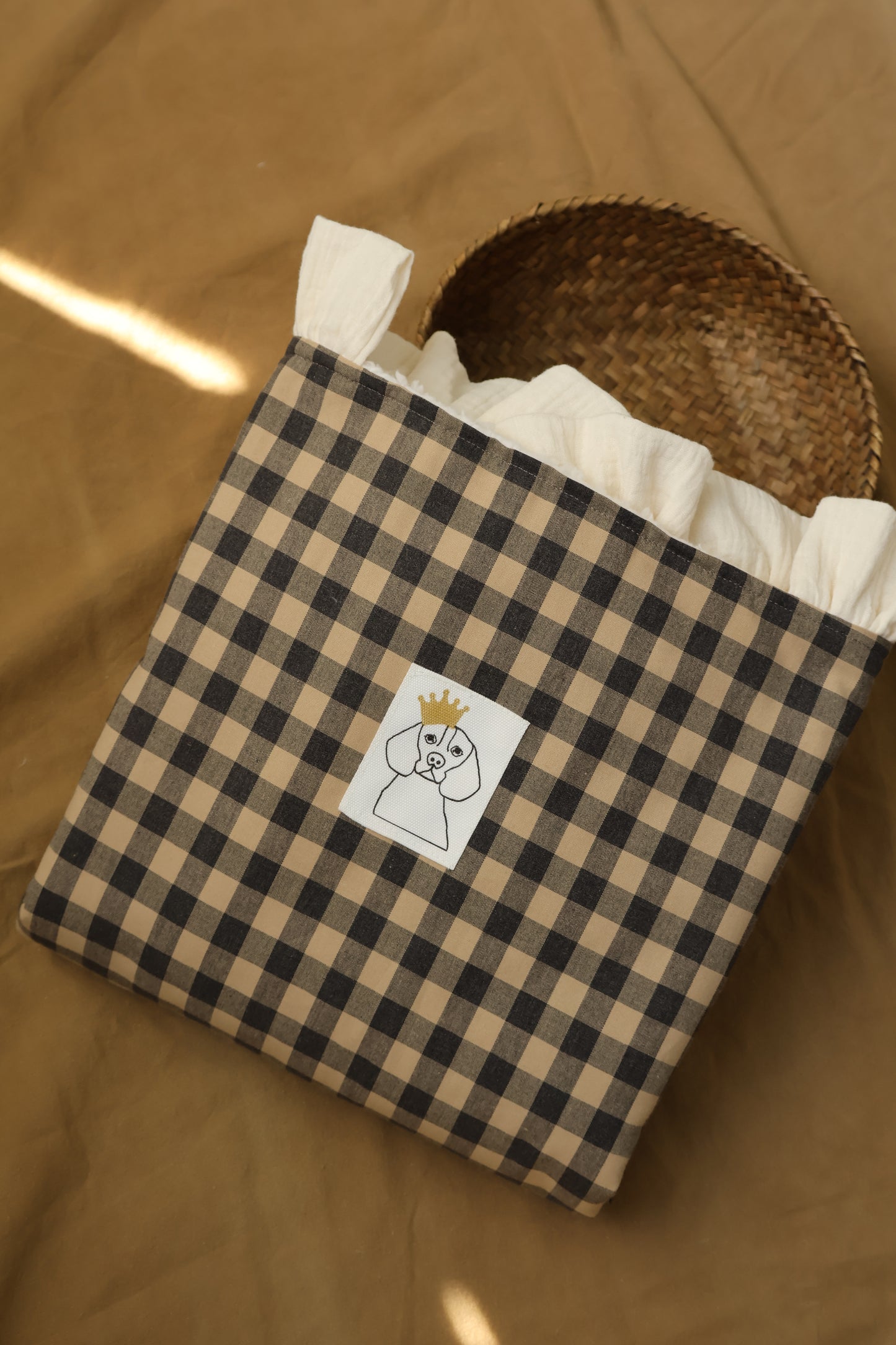 Couverture Vichy Café au lait + Peau de mouton