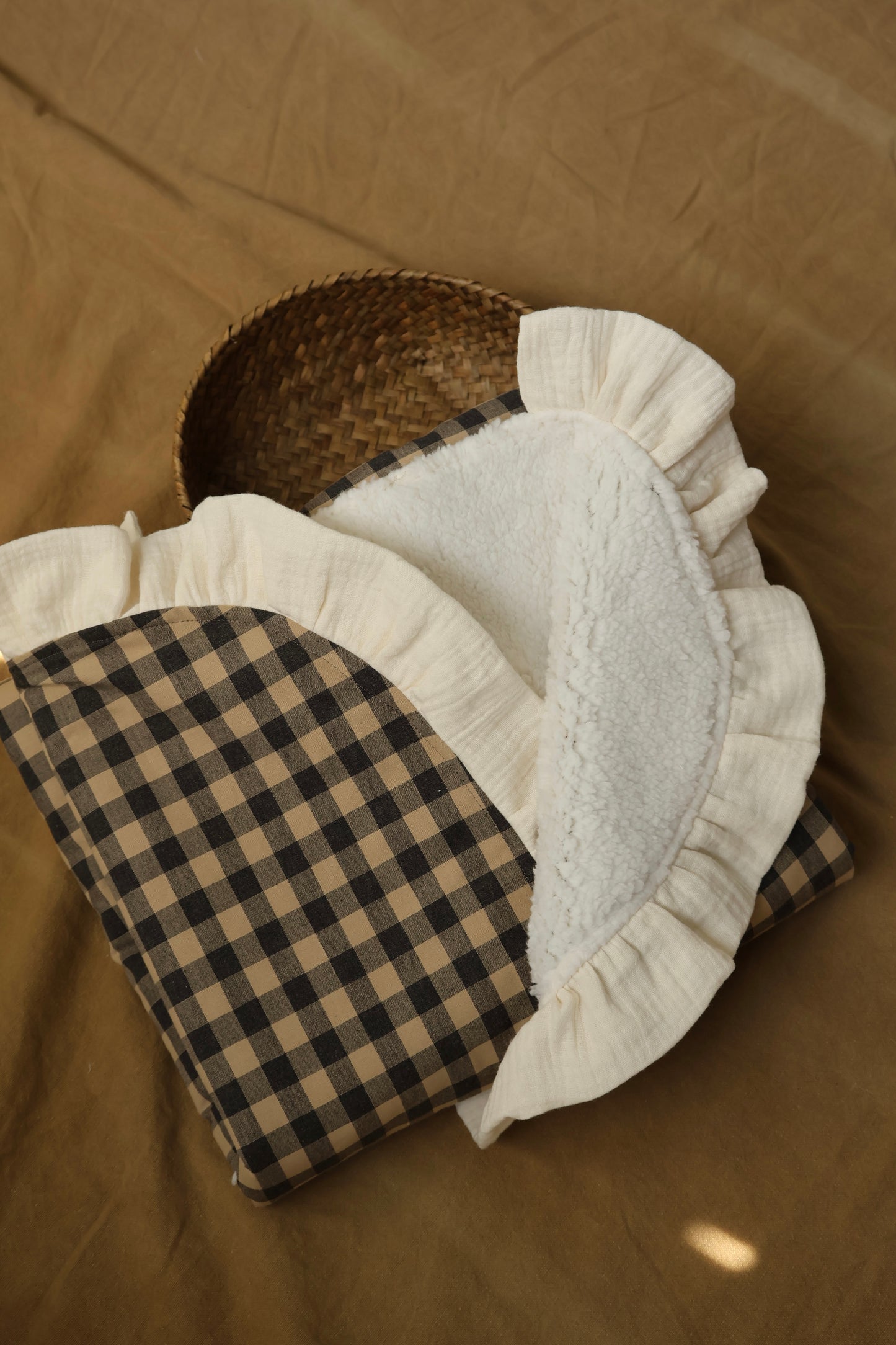 Couverture Vichy Café au lait + Peau de mouton