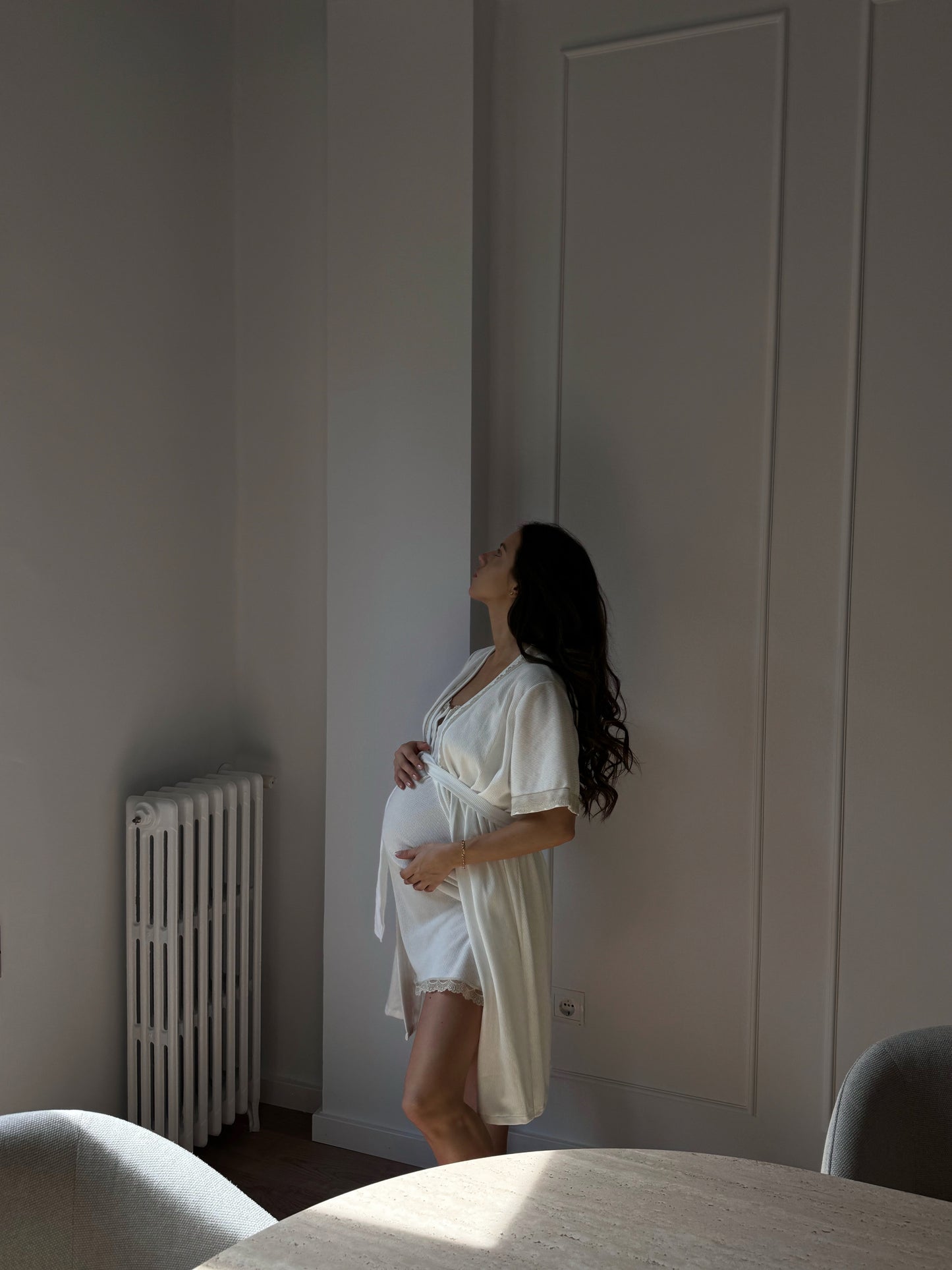 Camisón Maternity Tirante Blonda Canalé BLANCO