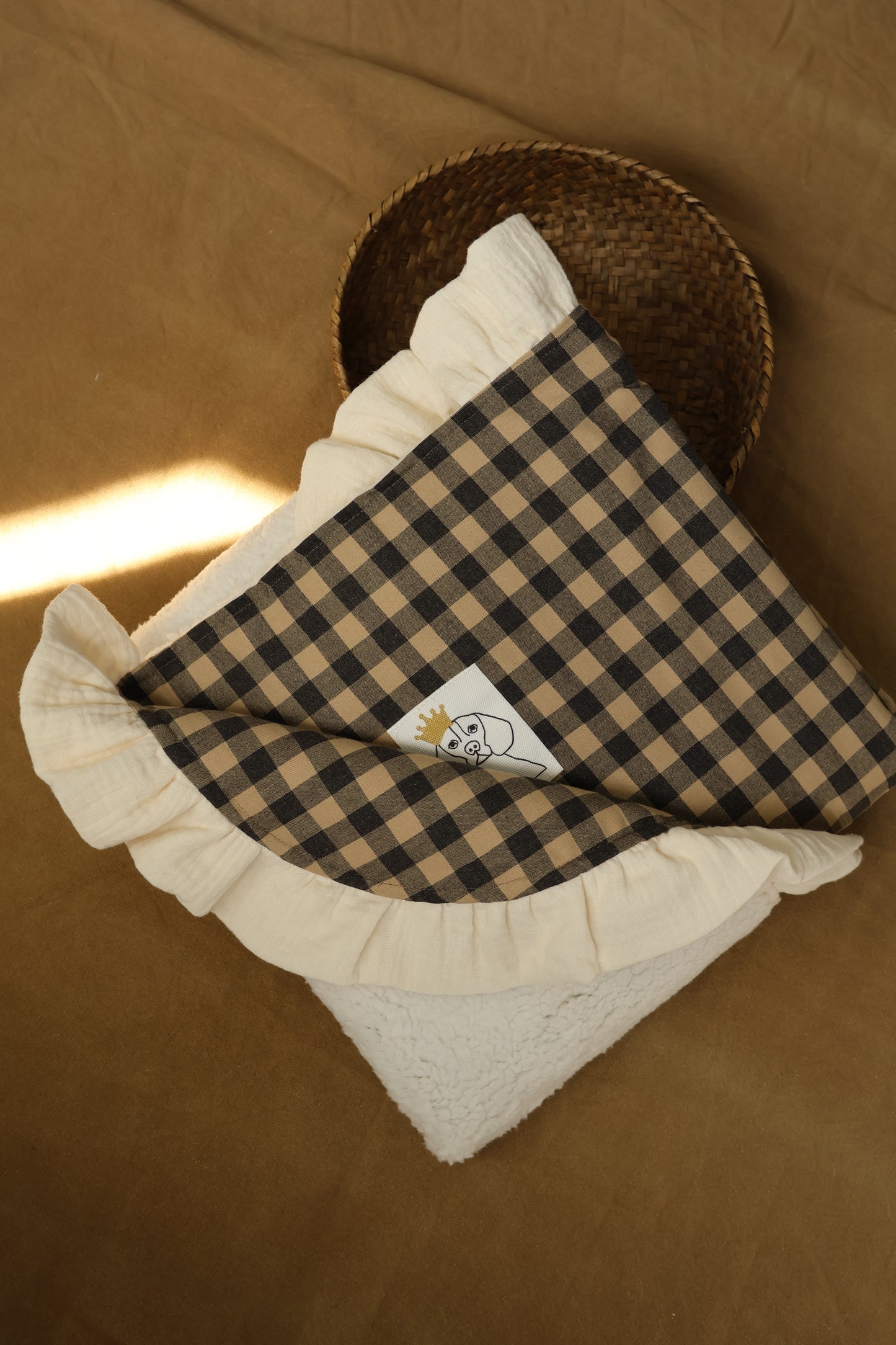 Couverture Vichy Café au lait + Peau de mouton