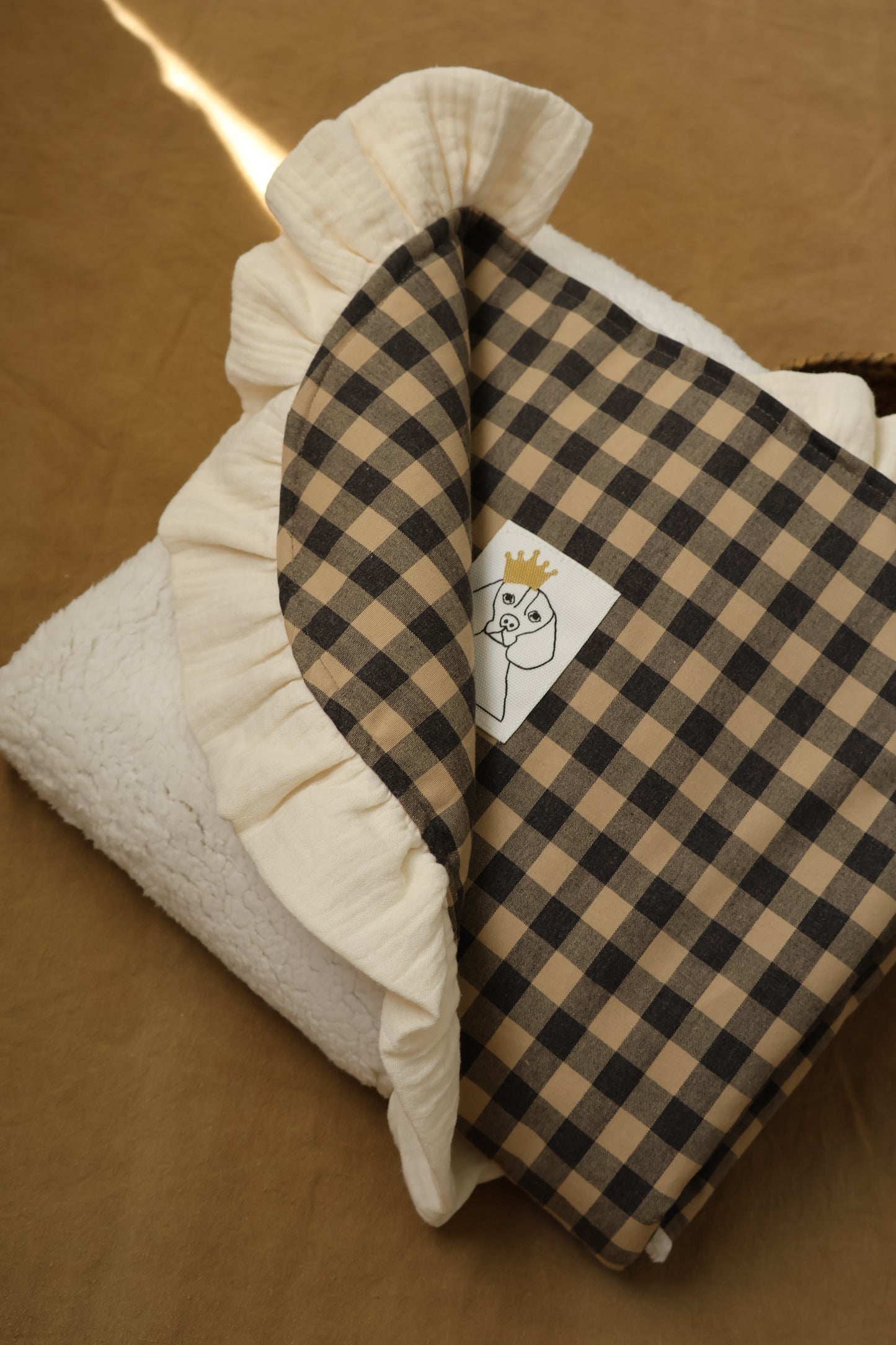 Couverture Vichy Café au lait + Peau de mouton