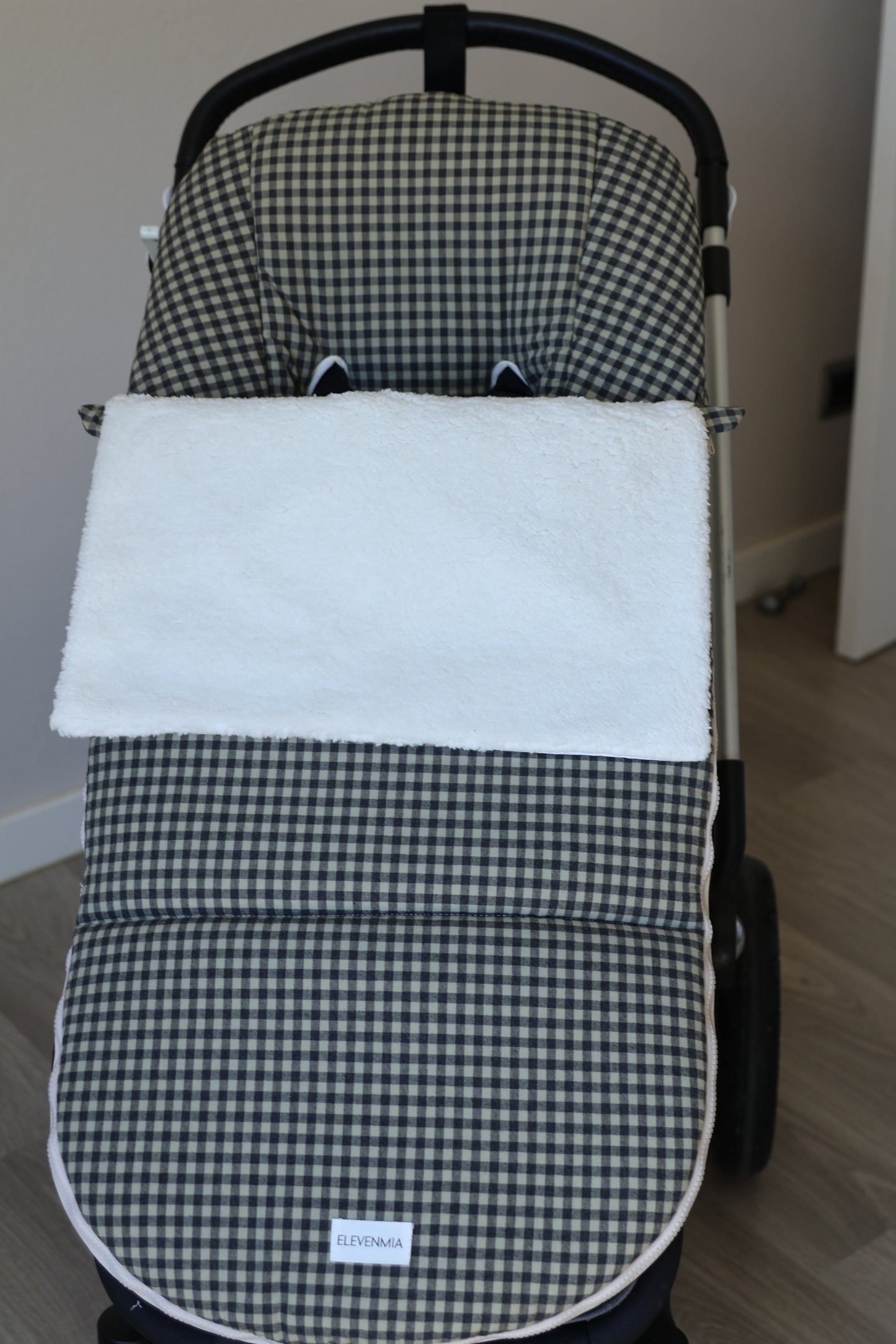 Sac de poussette Vichy vert militaire