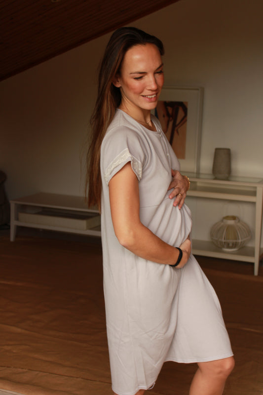 Camisón Manga Corta Canalé Gris