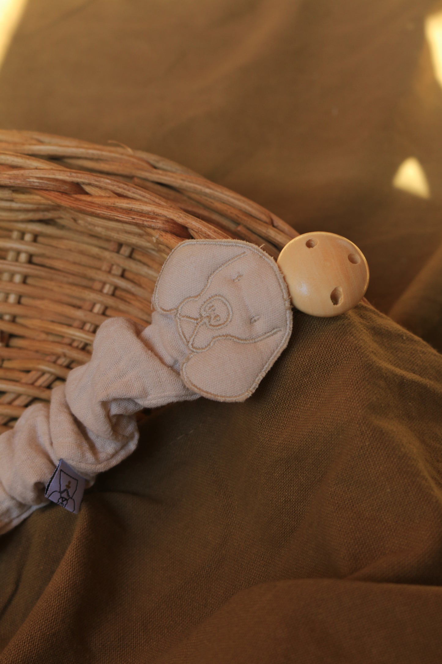 Beige Muslin Pacifier Holder