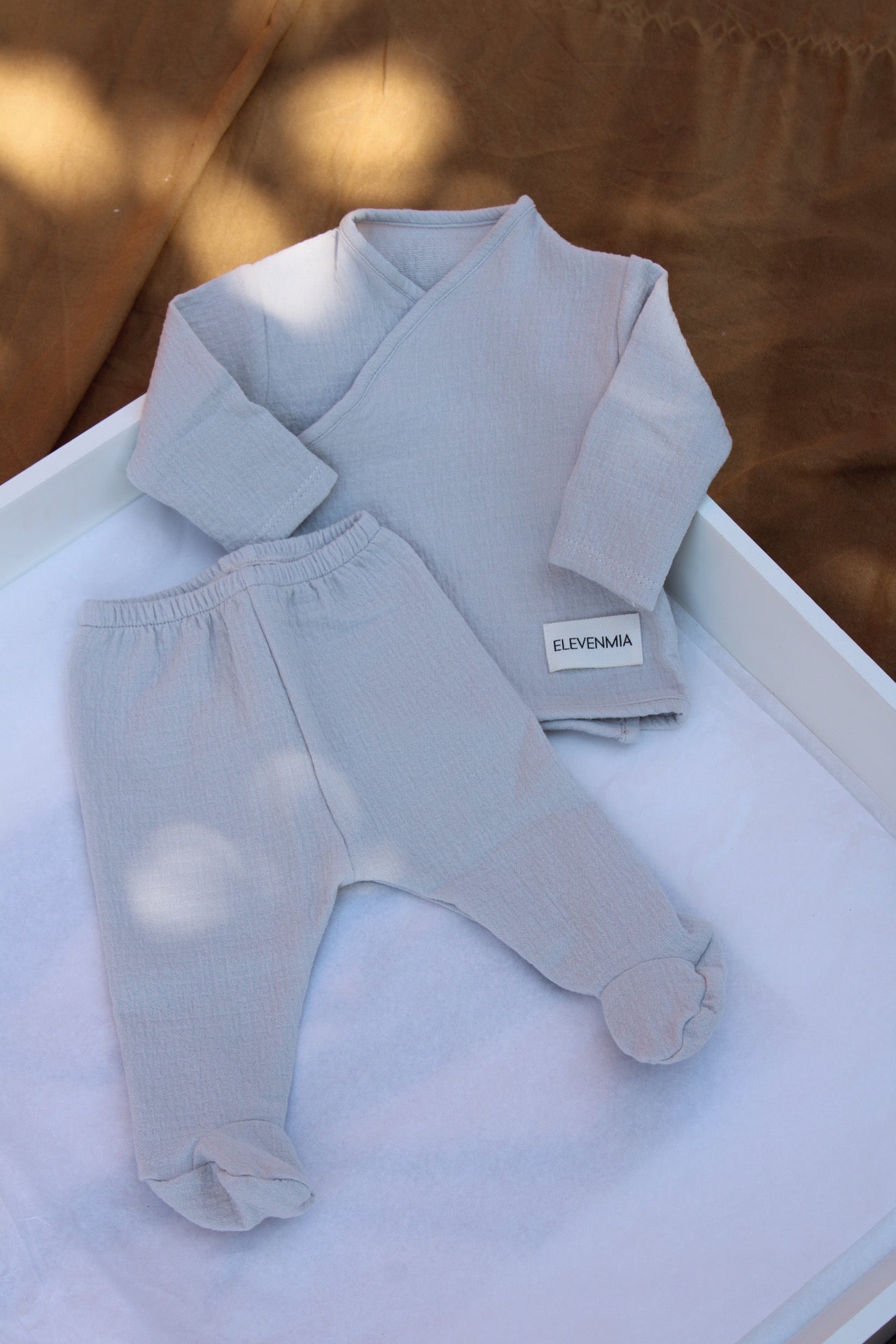 Beige Muslin New Born Set