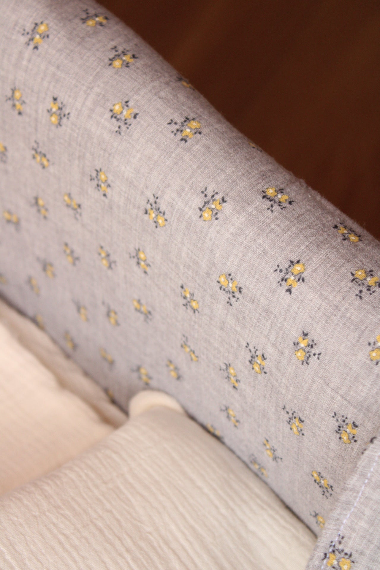 Vestidura Cochecito Gasa Flor Mostaza + Gasa Cruda