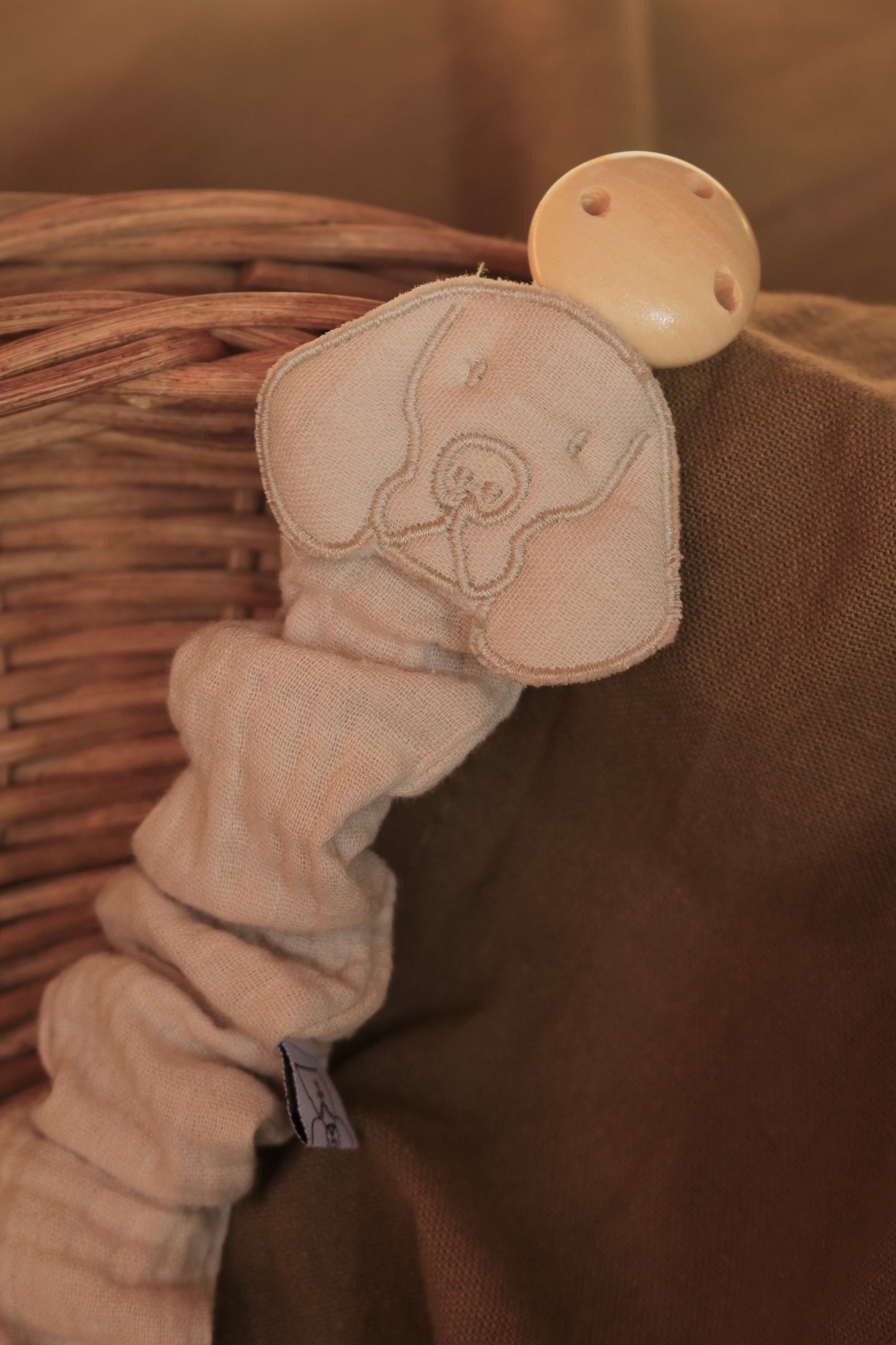 Beige Muslin Pacifier Holder
