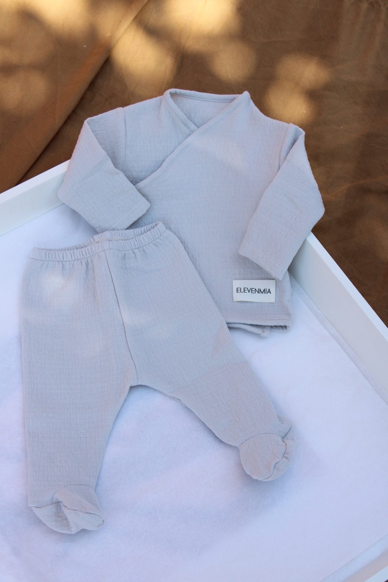 Beige Muslin New Born Set
