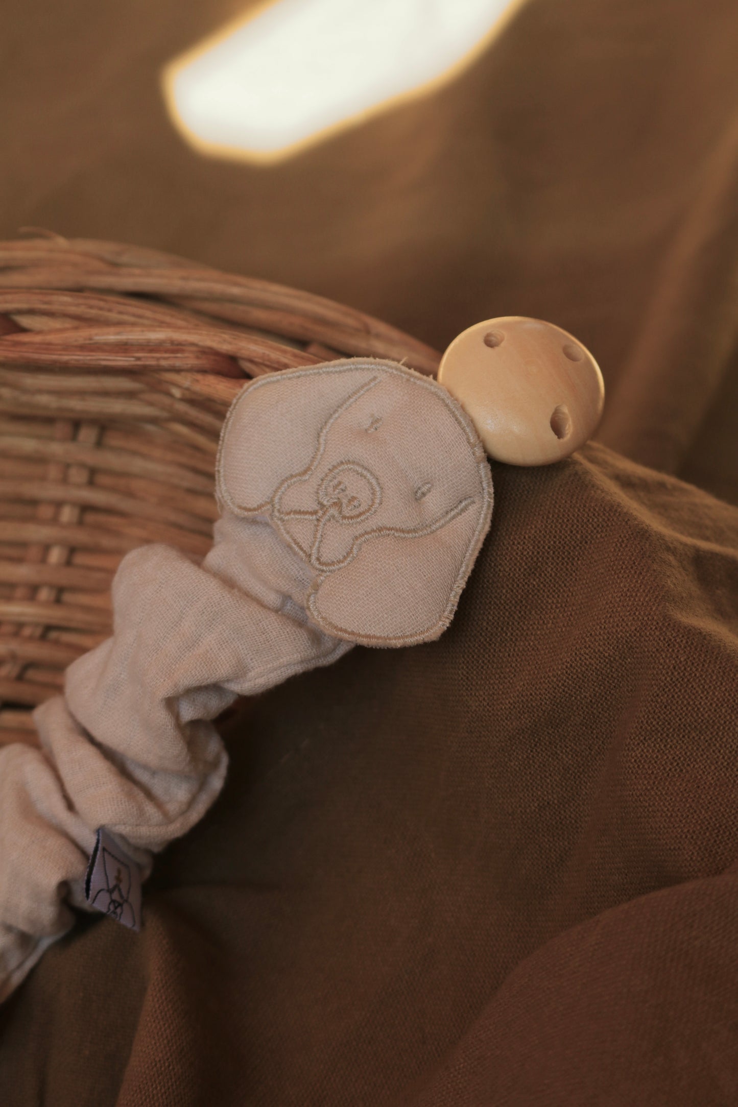 Beige Muslin Pacifier Holder