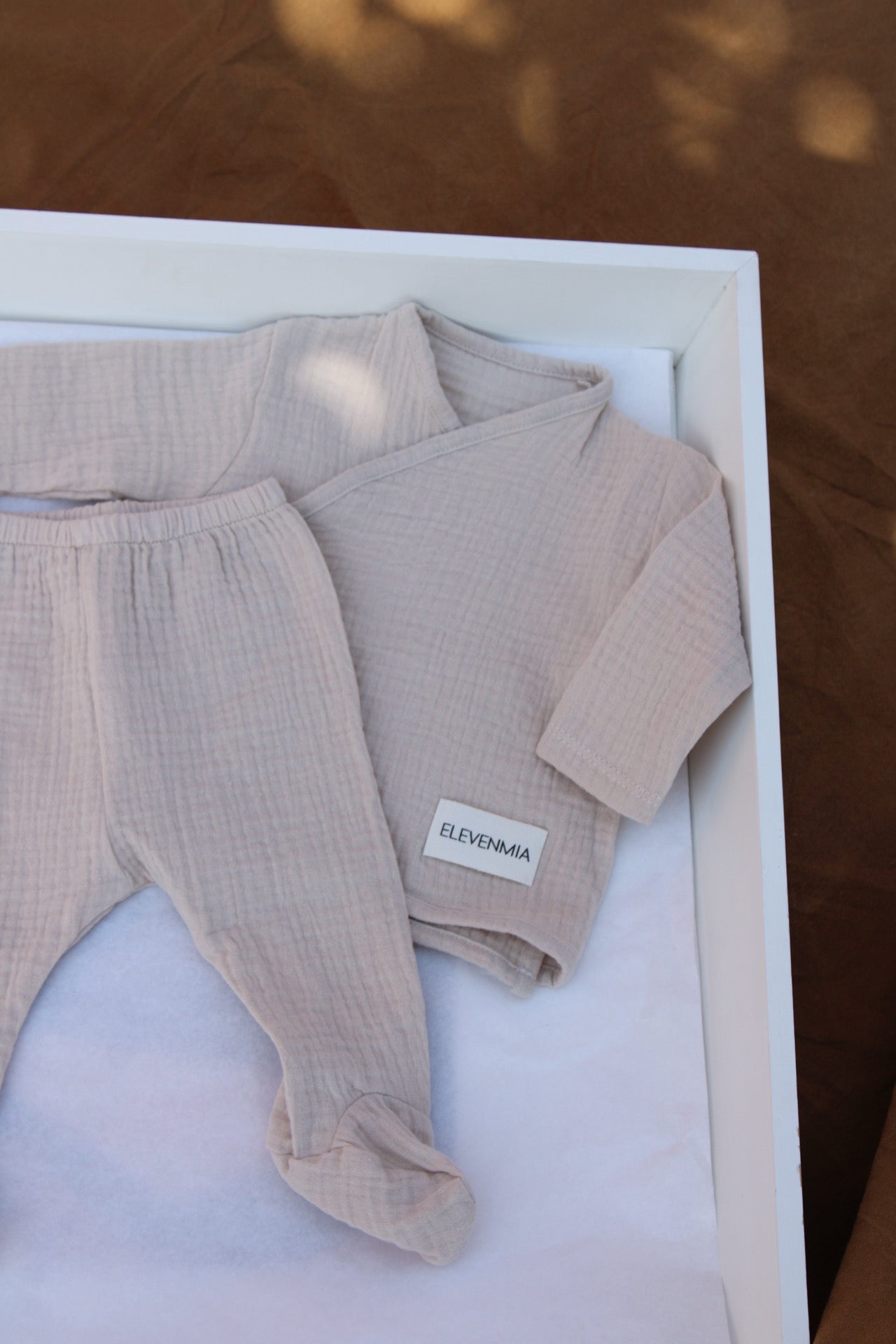 Beige Muslin New Born Set