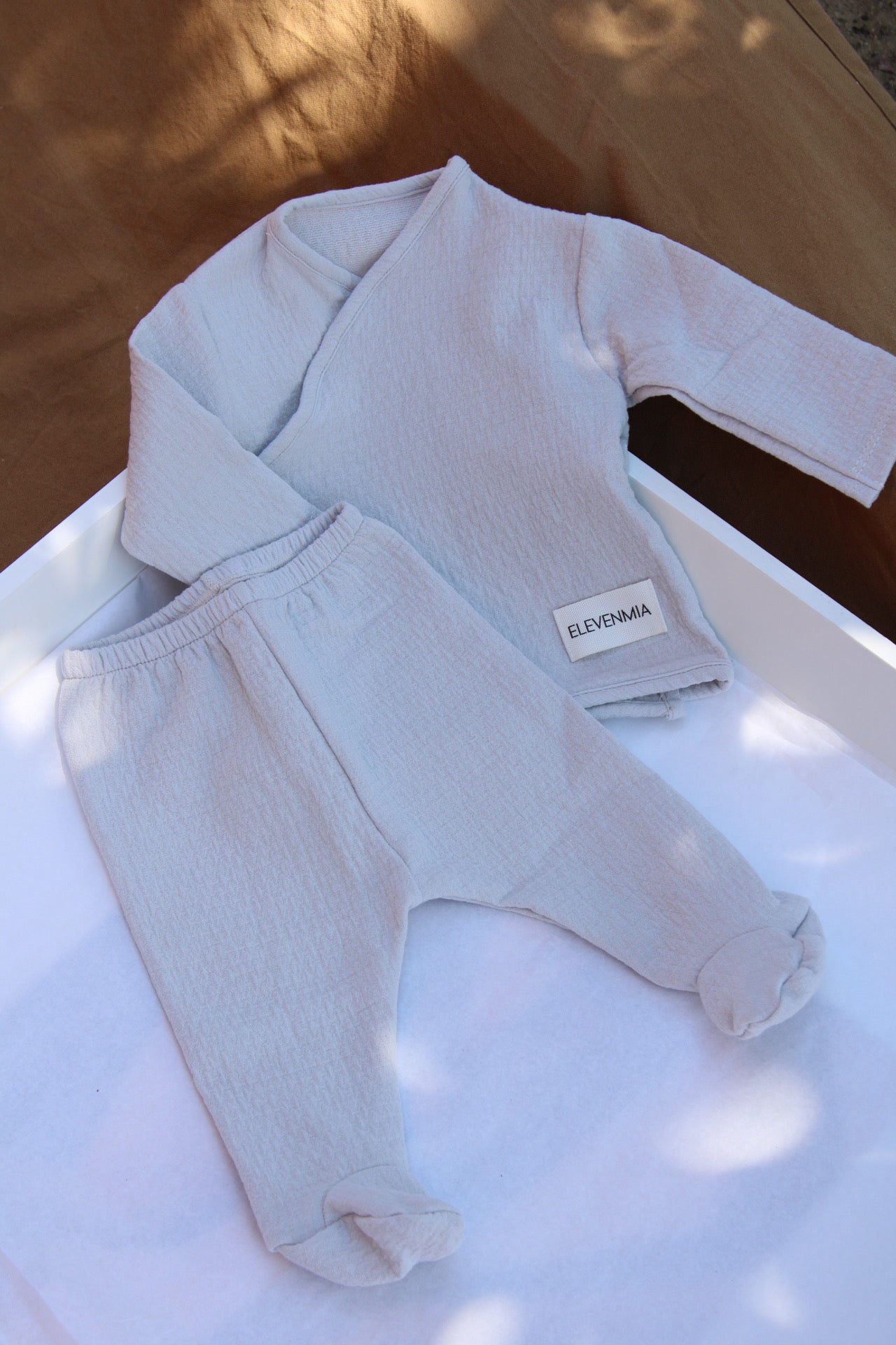 Beige Muslin New Born Set