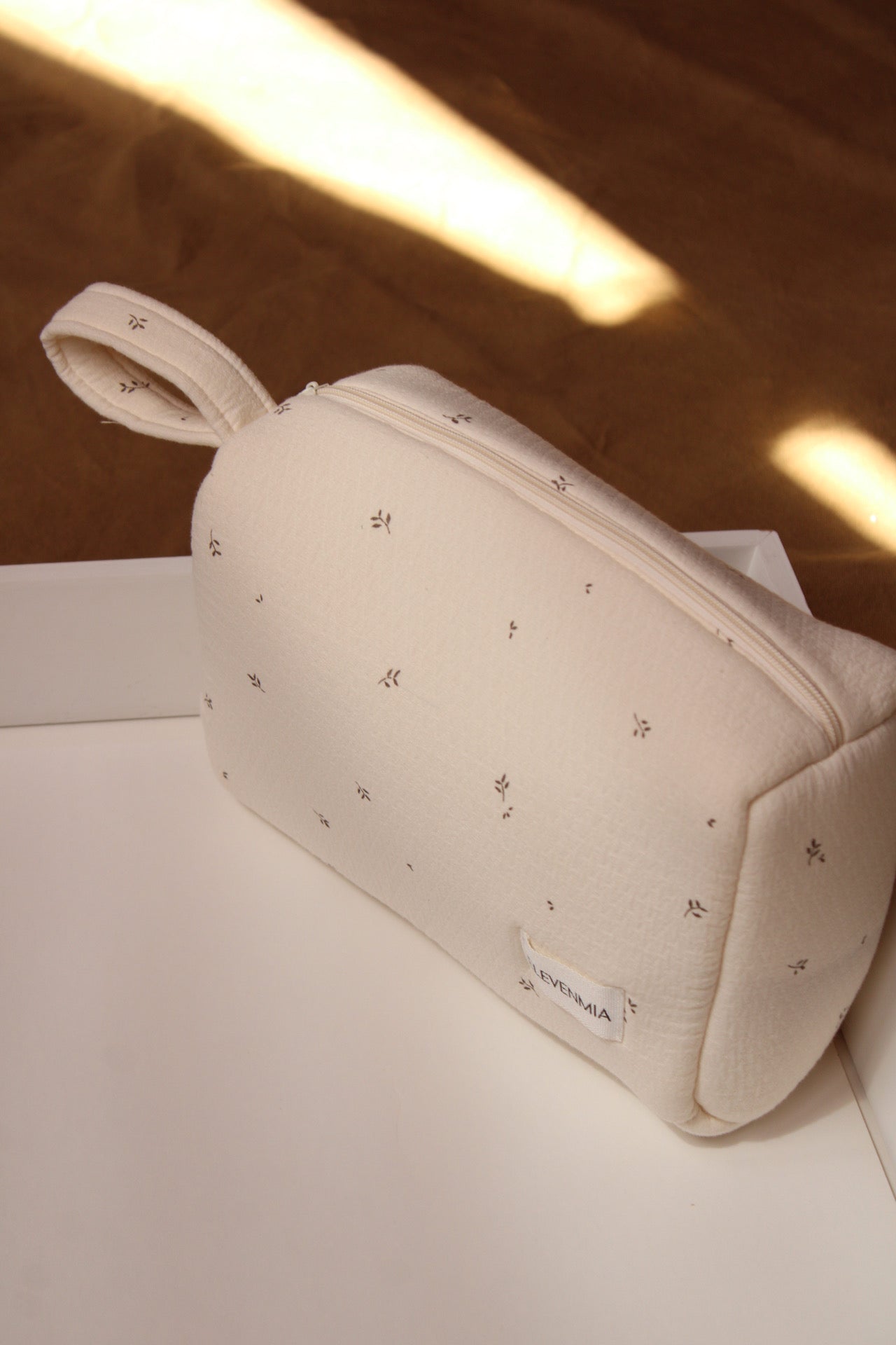 Trousse de toilette carrée imprimée nature