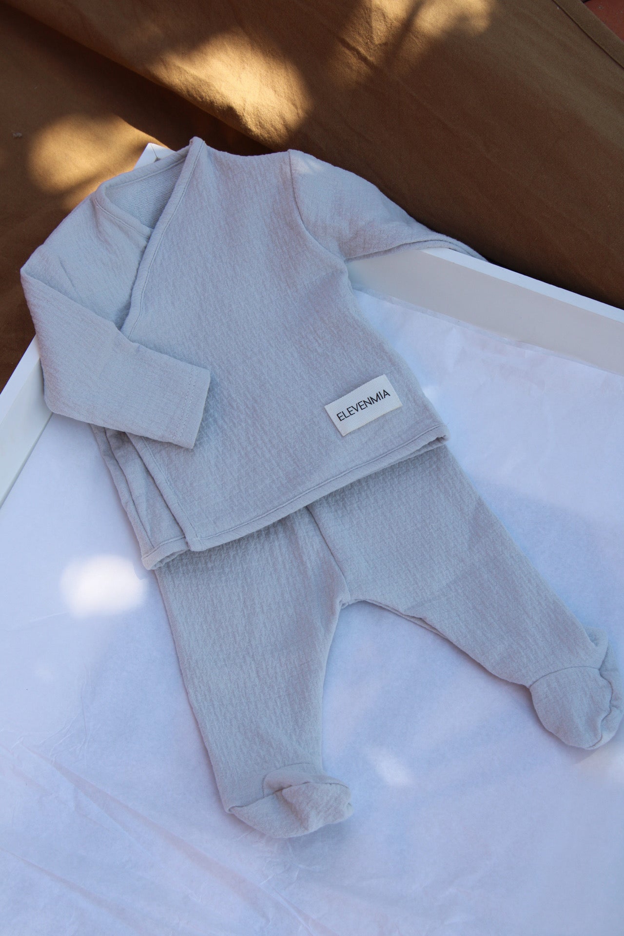 Beige Muslin New Born Set