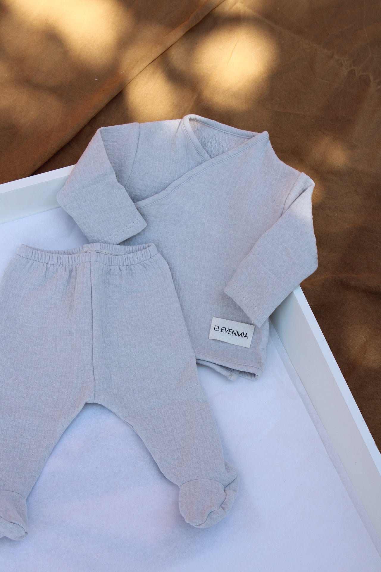 Beige Muslin New Born Set
