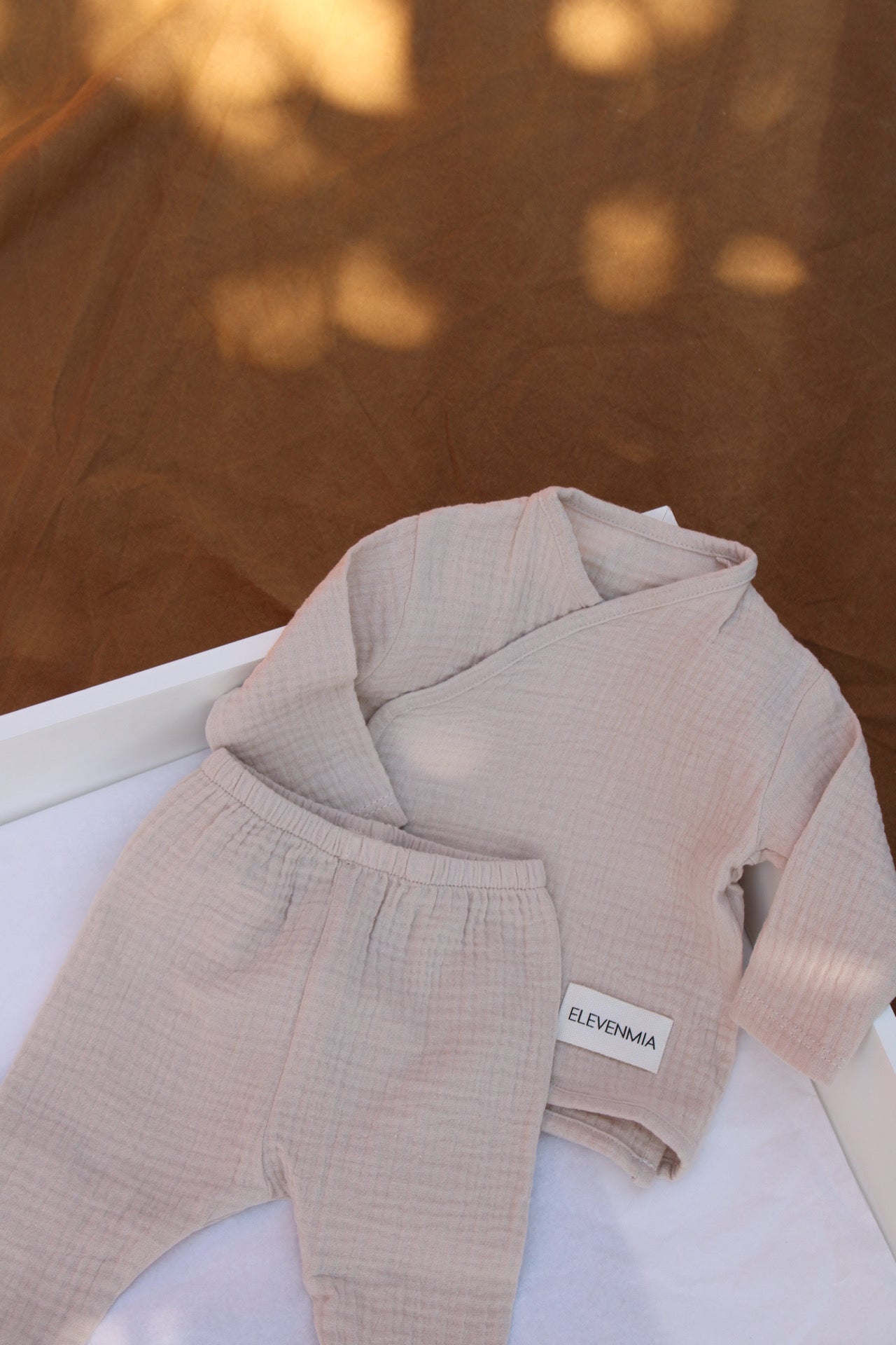 Beige Muslin New Born Set