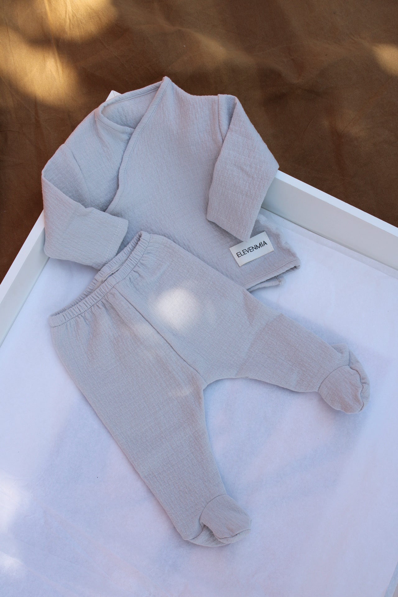 Beige Muslin New Born Set