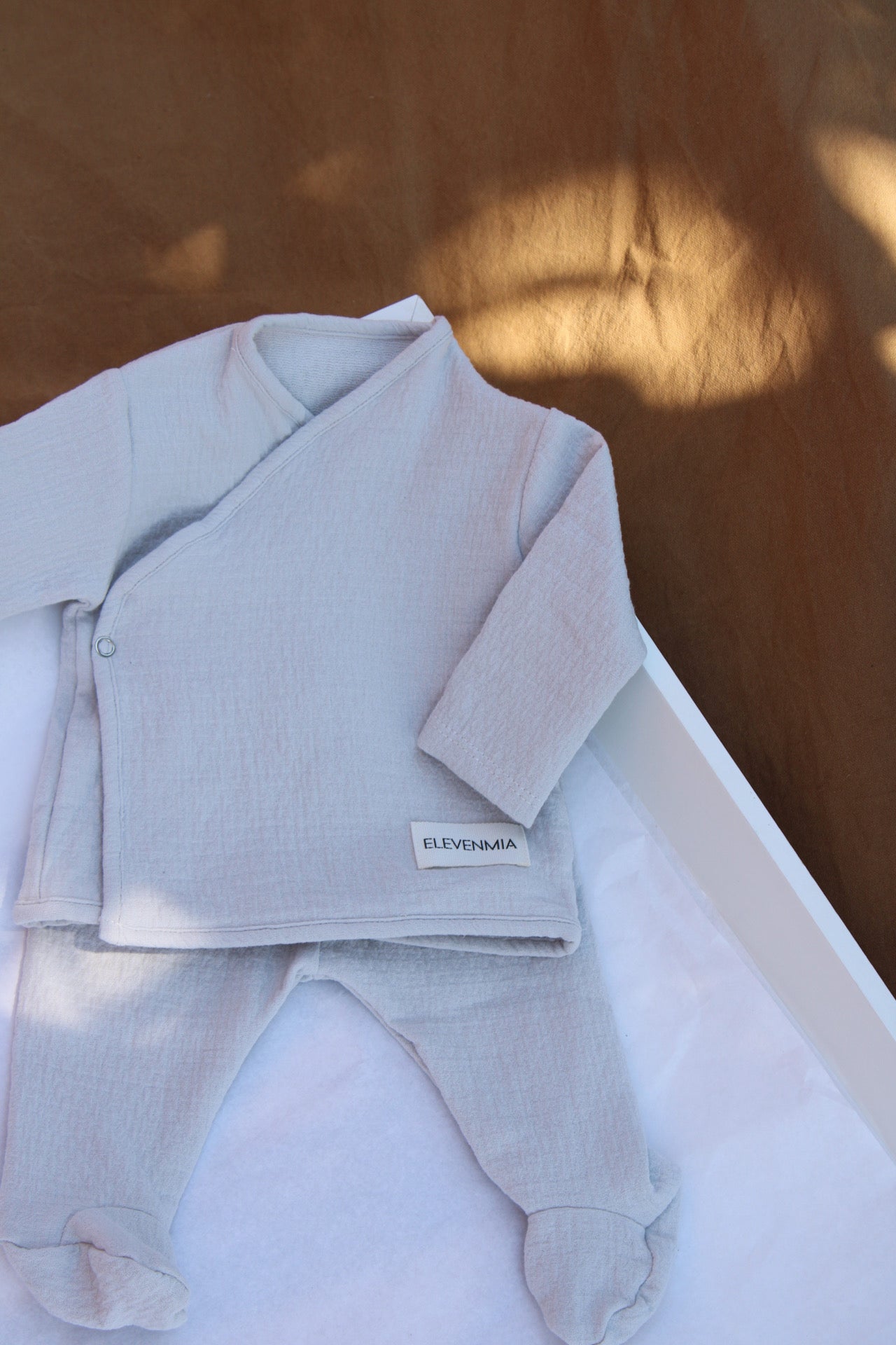 Beige Muslin New Born Set