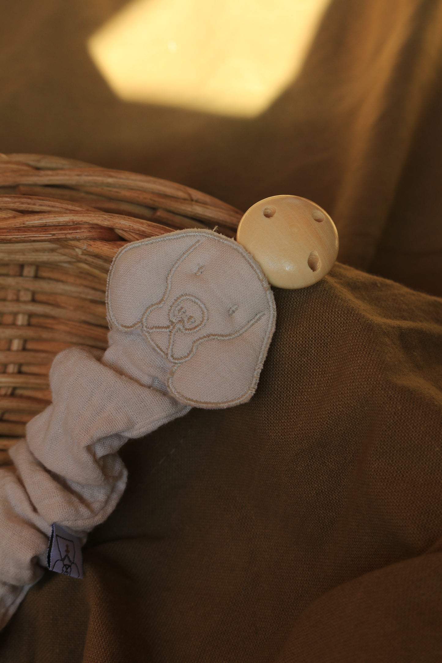 Beige Muslin Pacifier Holder