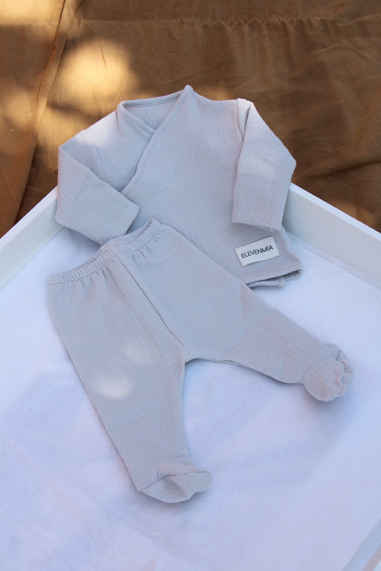 Beige Muslin New Born Set