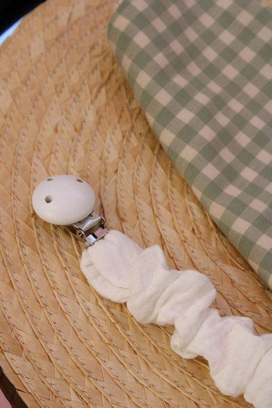 White Muslin Pacifier Holder
