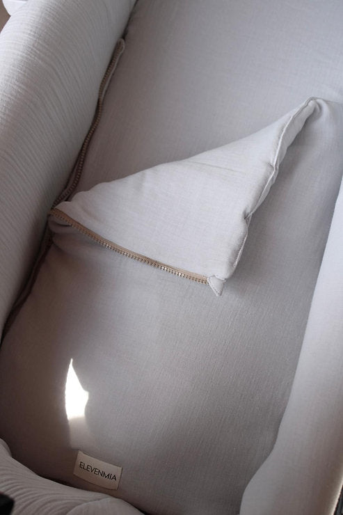 Housse de poussette en gaze gris fumé + gaze brute réversible