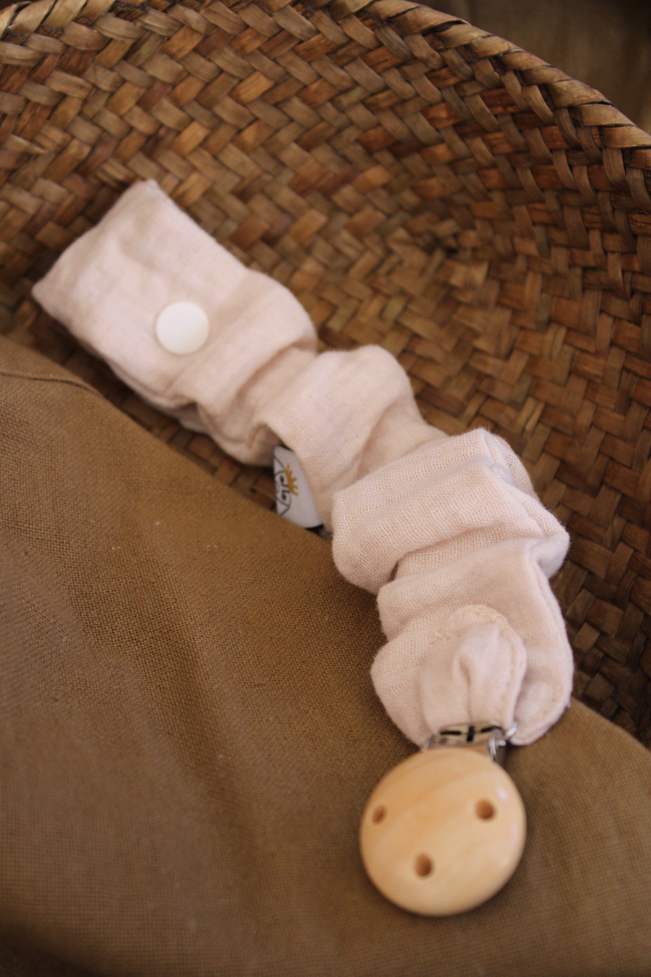 Nude Muslin Pacifier Holder