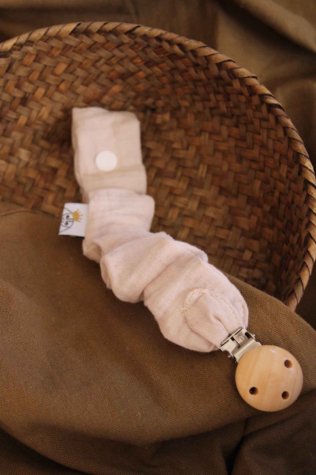 Nude Muslin Pacifier Holder