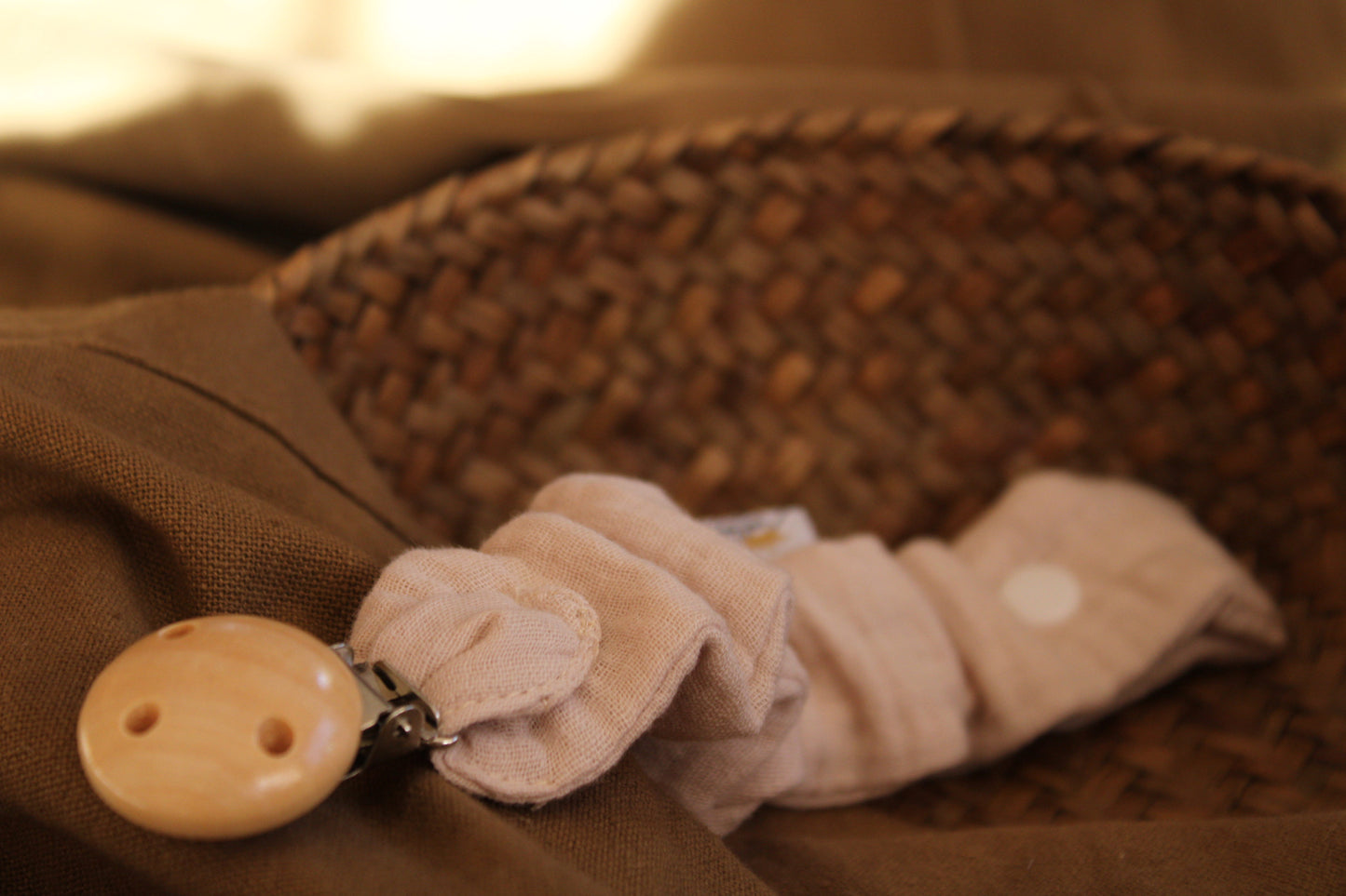 Nude Muslin Pacifier Holder