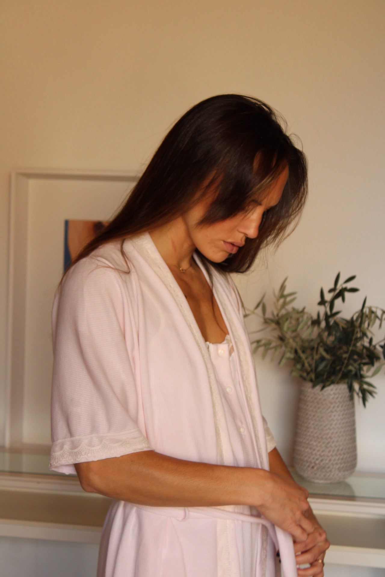 Camisón Maternity Tirante Blonda Canalé Rosa
