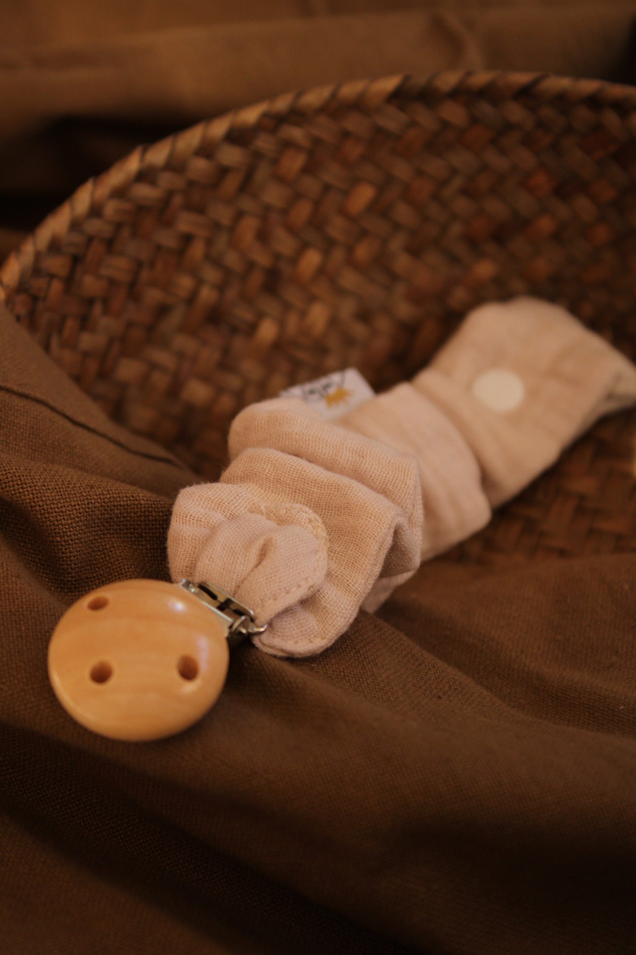 Nude Muslin Pacifier Holder