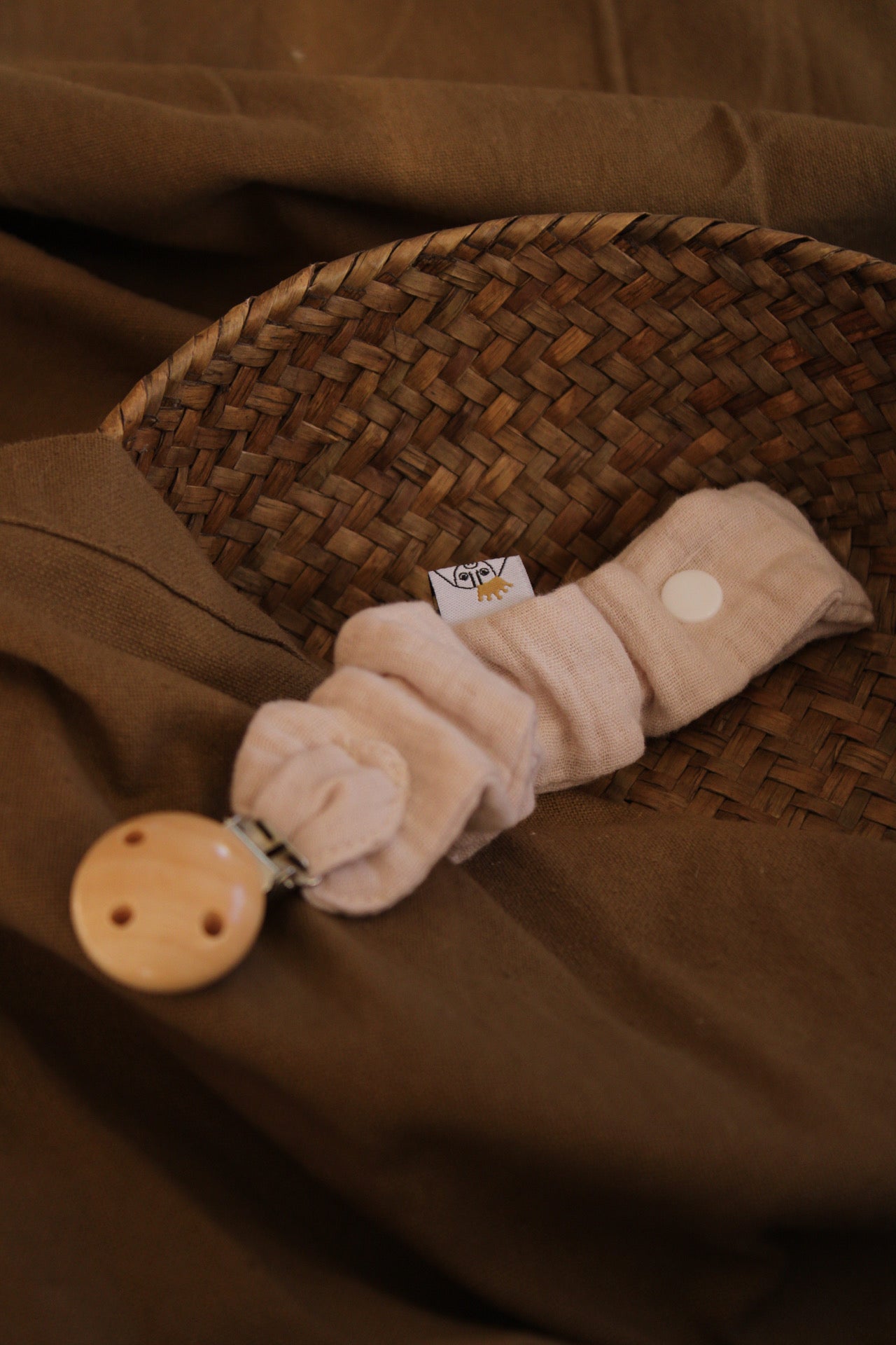 Nude Muslin Pacifier Holder