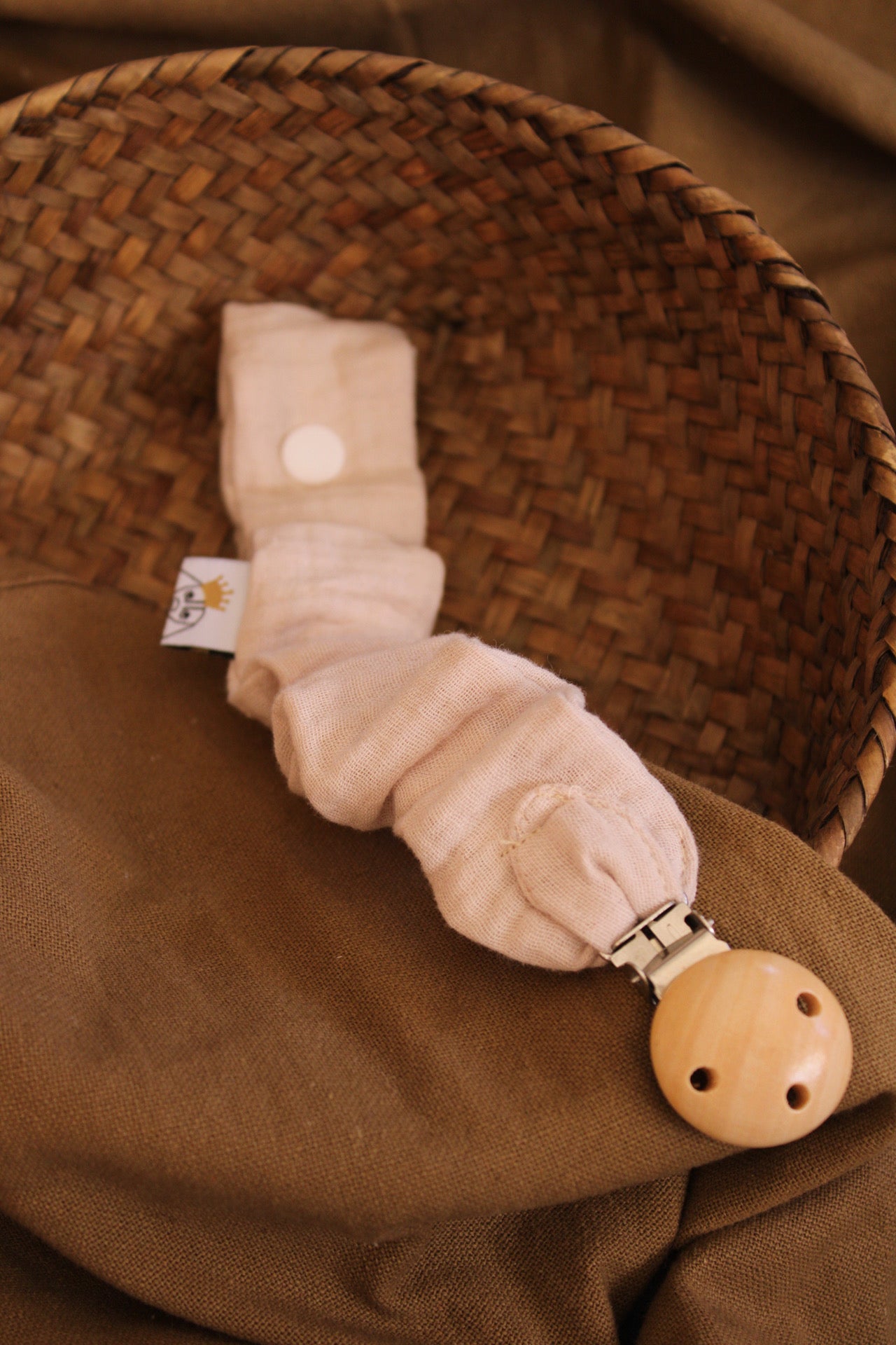 Nude Muslin Pacifier Holder