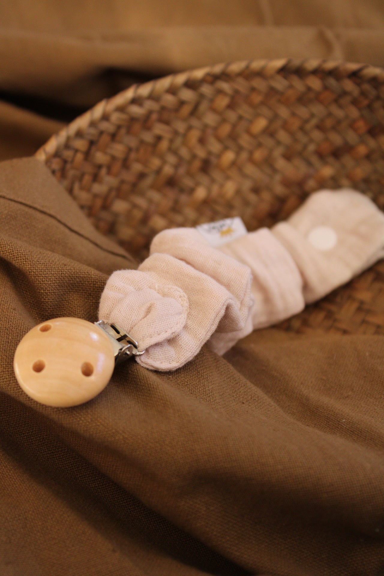 Nude Muslin Pacifier Holder