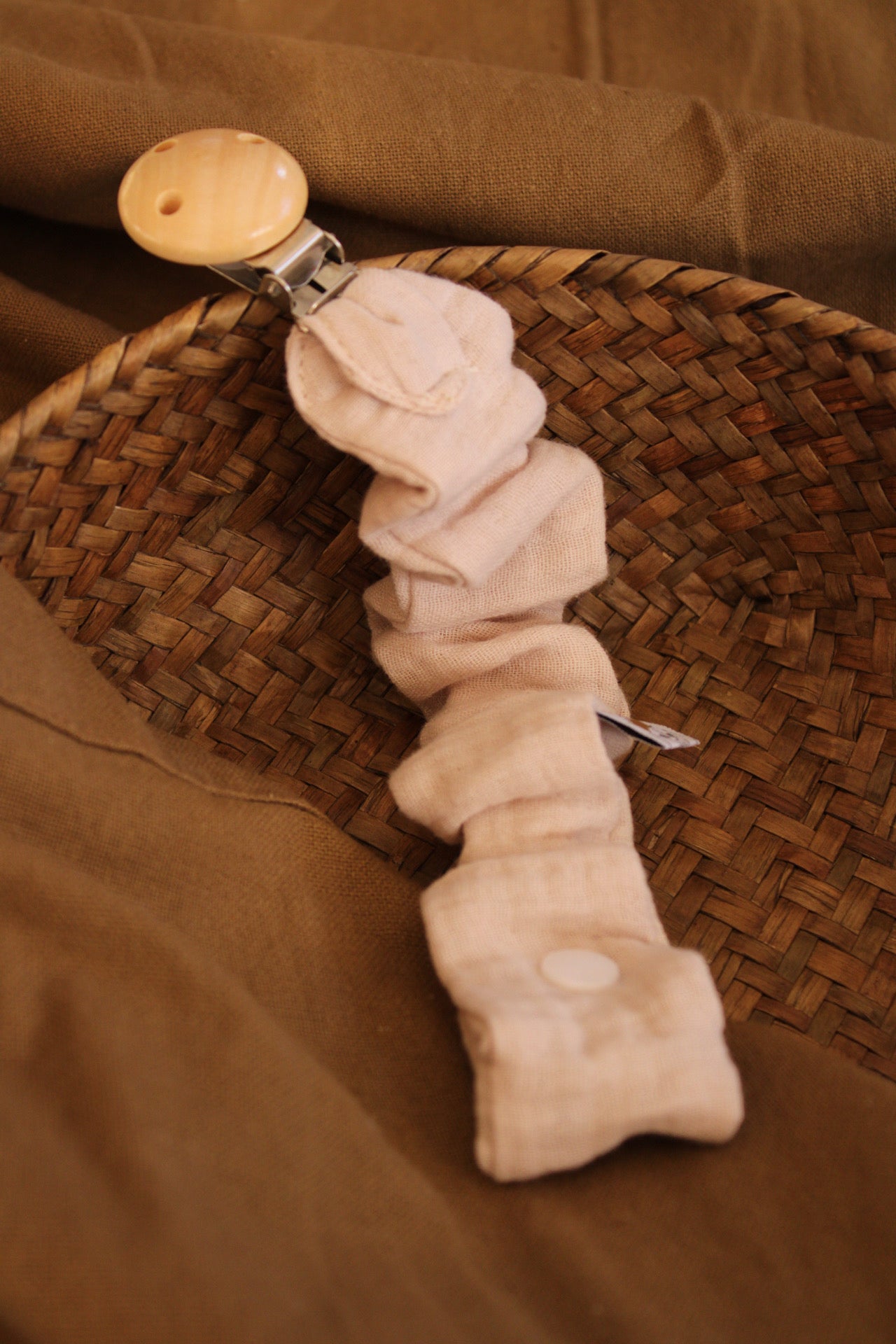 Nude Muslin Pacifier Holder