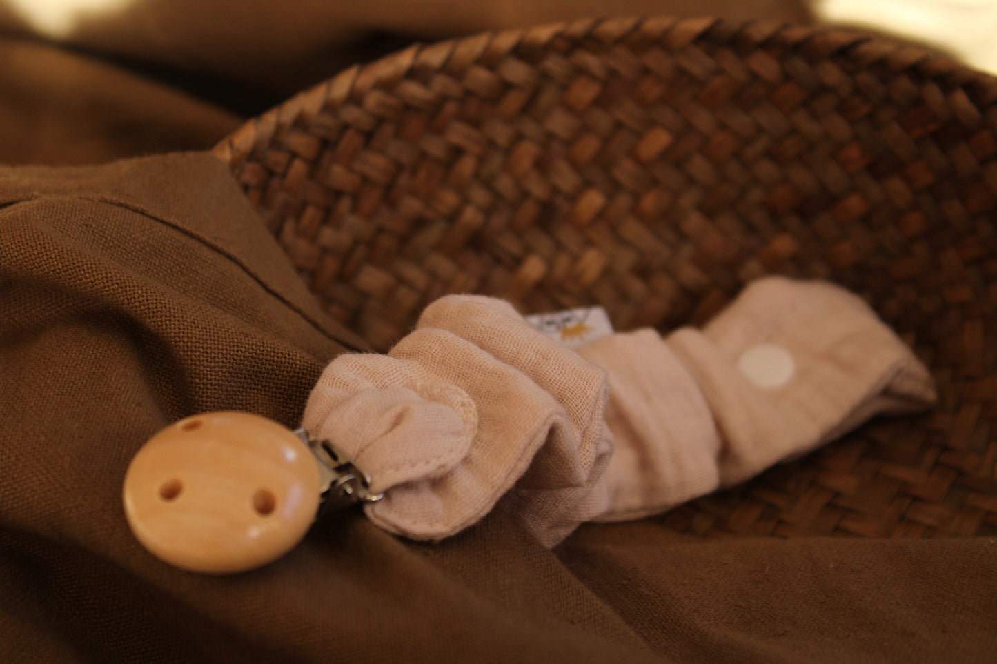 Nude Muslin Pacifier Holder