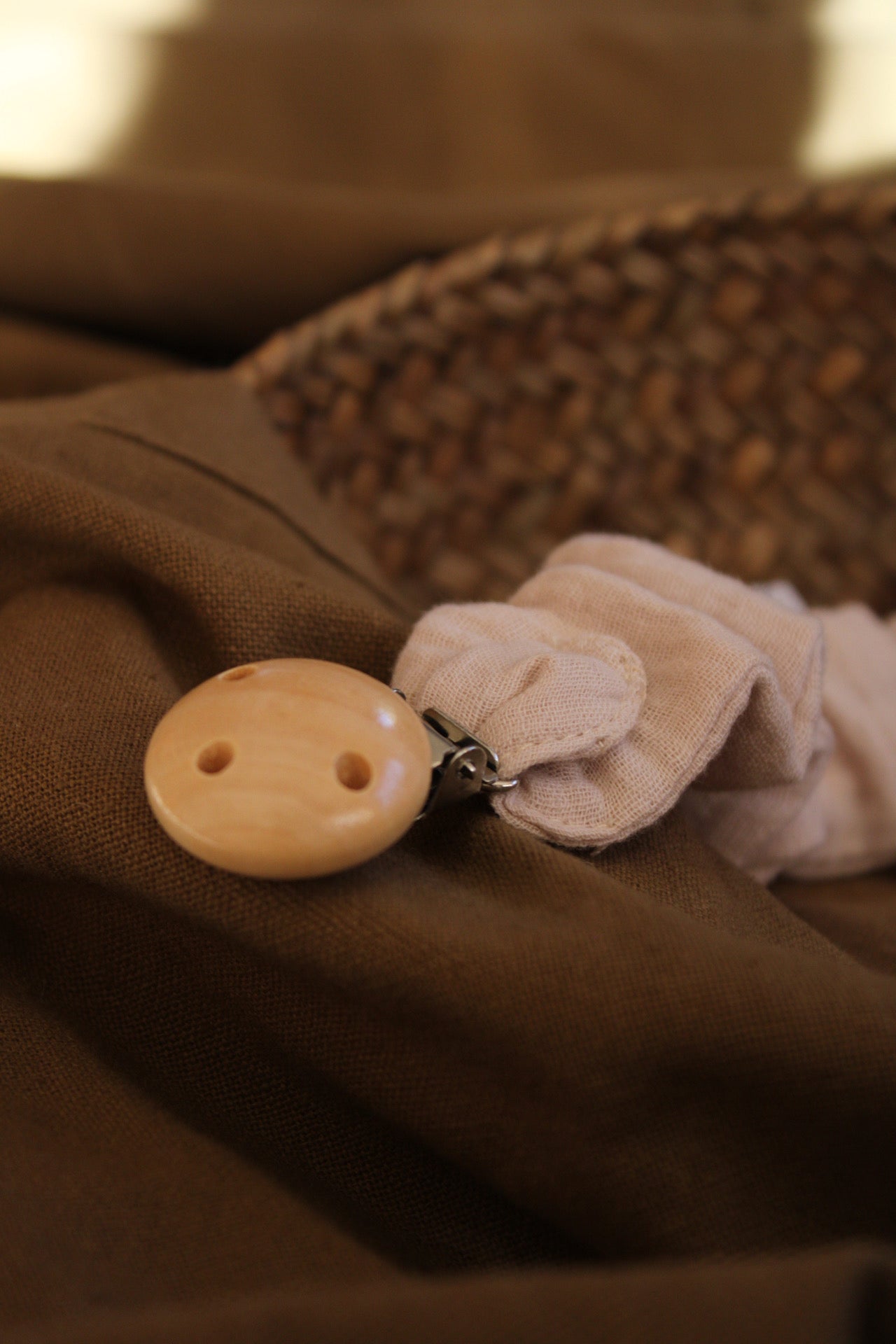 Nude Muslin Pacifier Holder