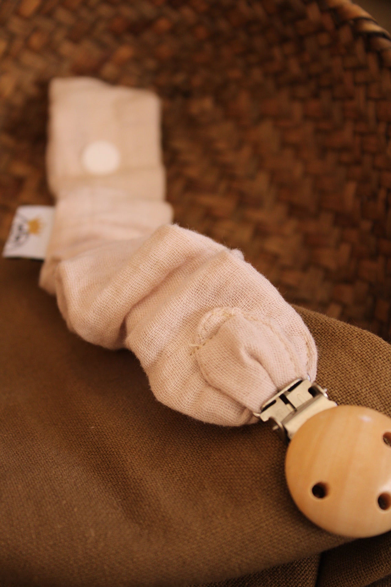 Nude Muslin Pacifier Holder