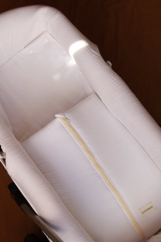 Vestidura Cochecito Gasa Blanca + Gasa Cruda Reversible