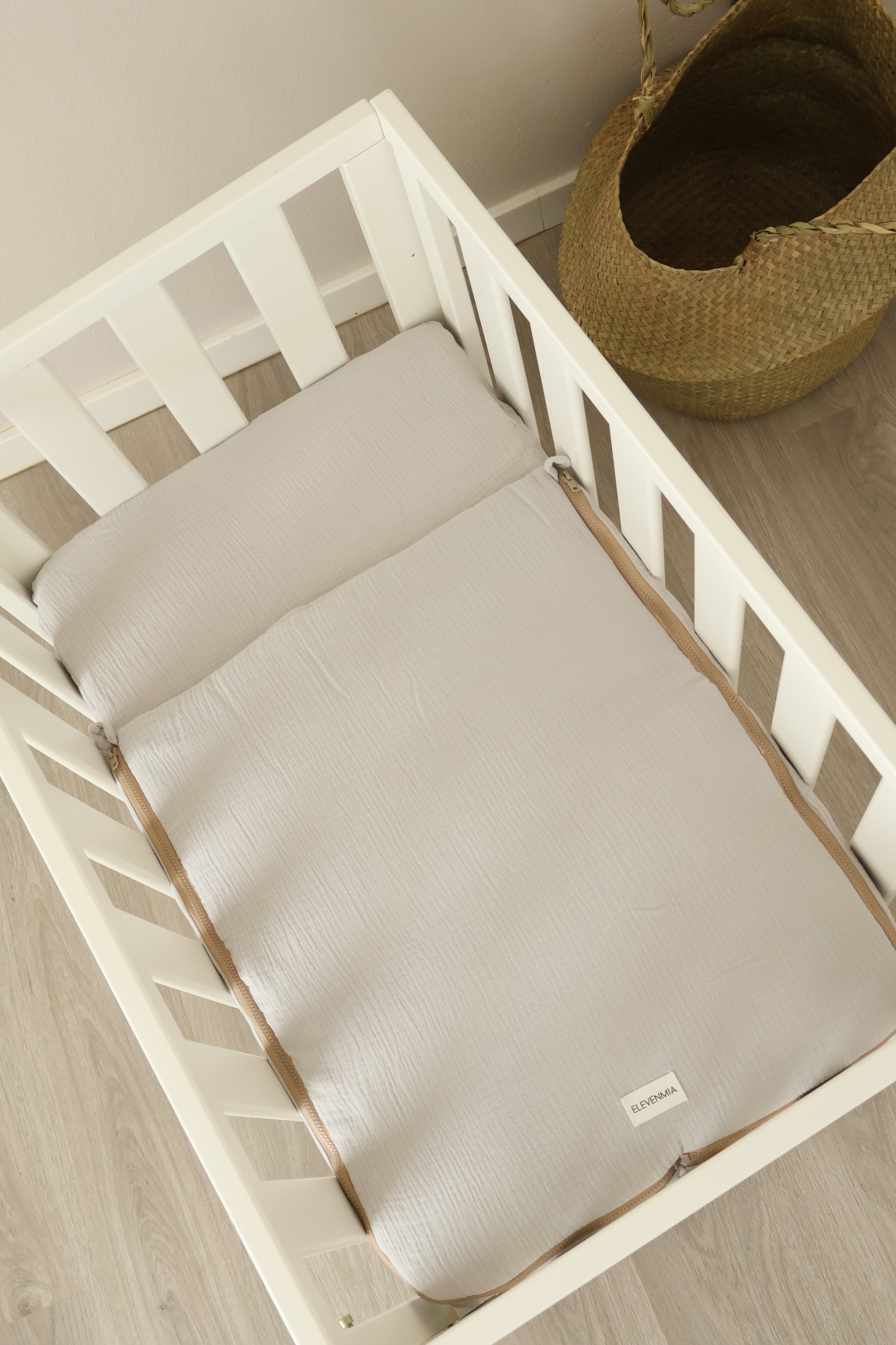 Mini sac de fond de berceau 80x50 en gaze grise