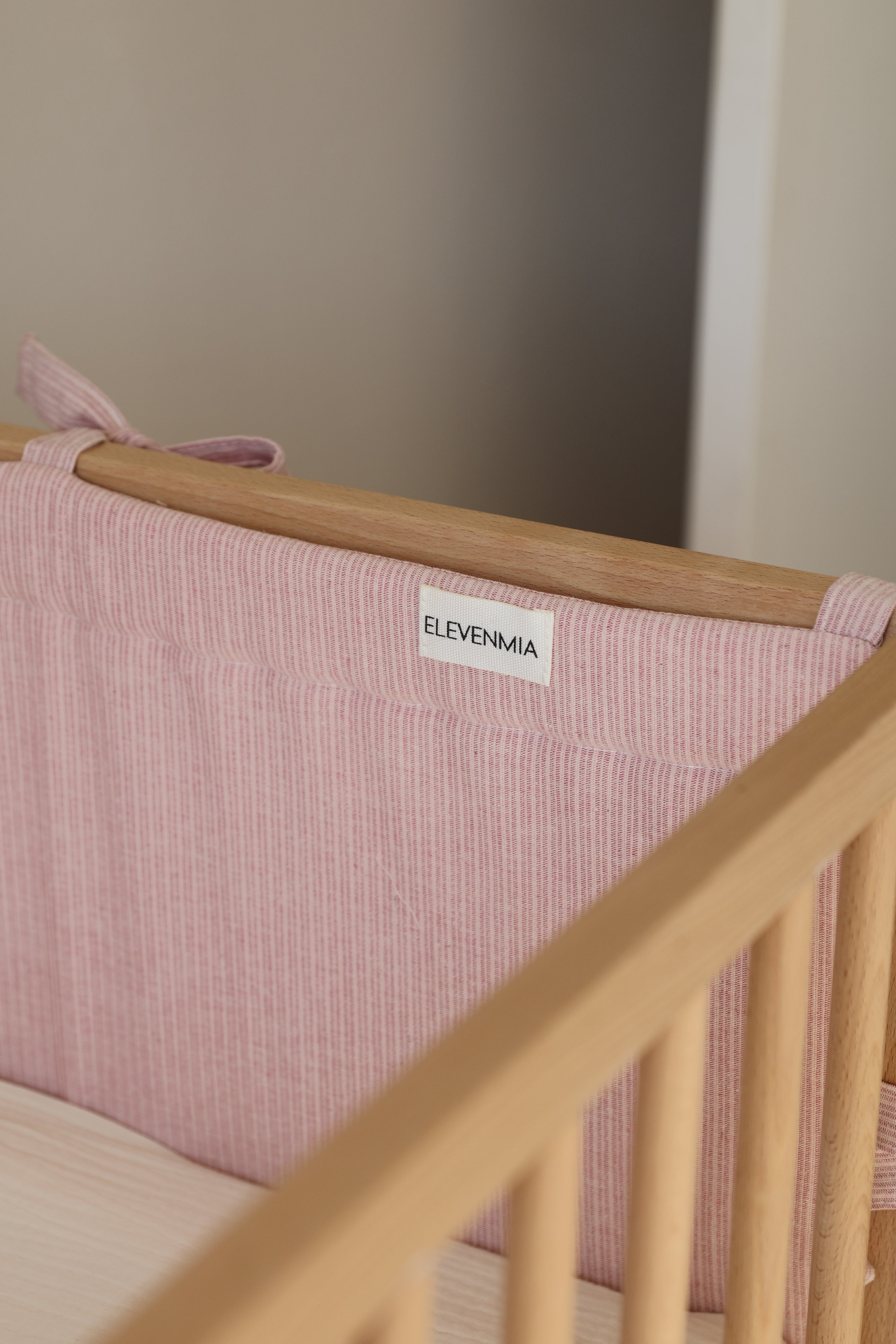 Protector Cuna Mini Stripe Rosa 60x120