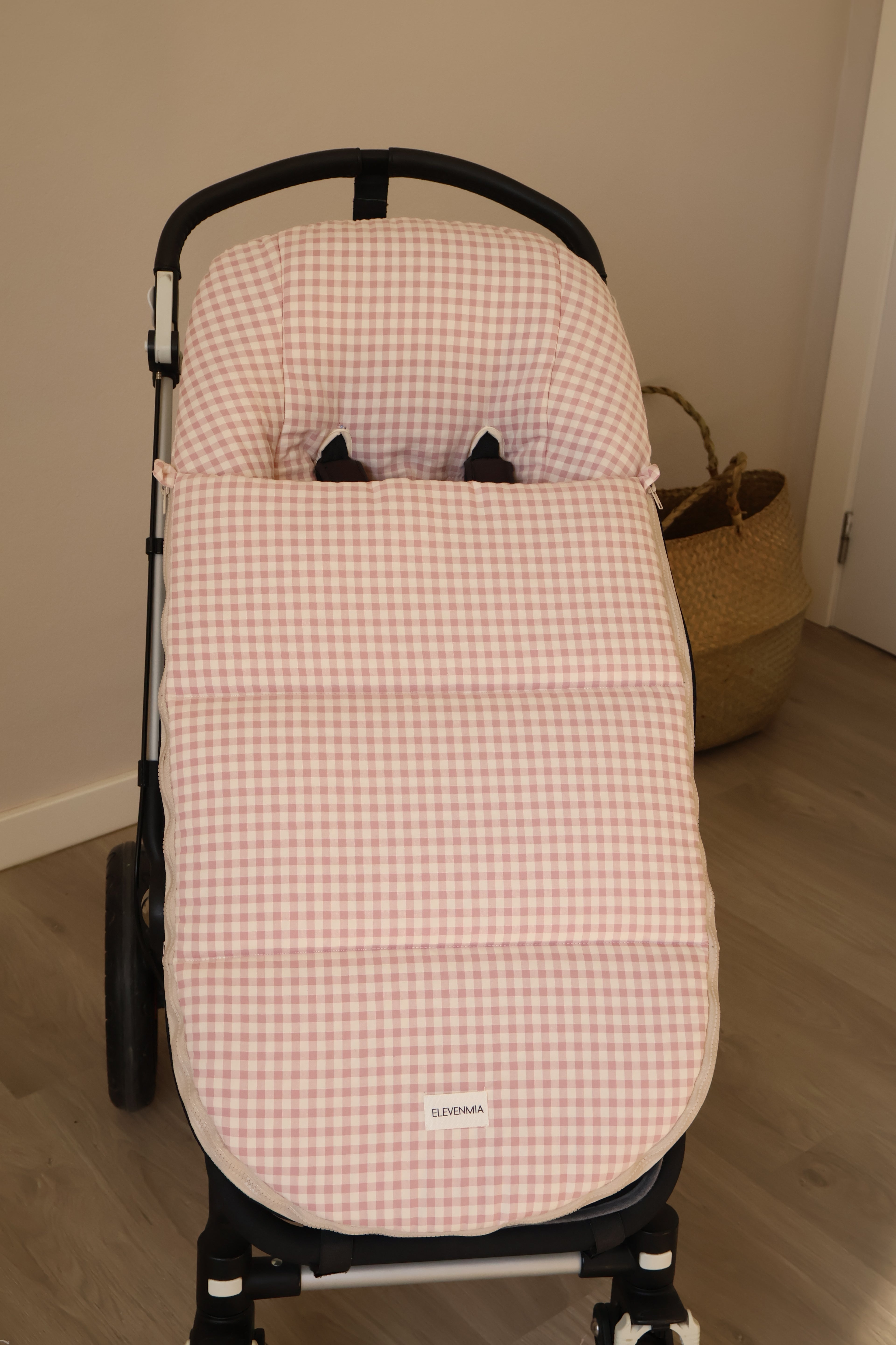 Sac de siège de poussette rose Vichy