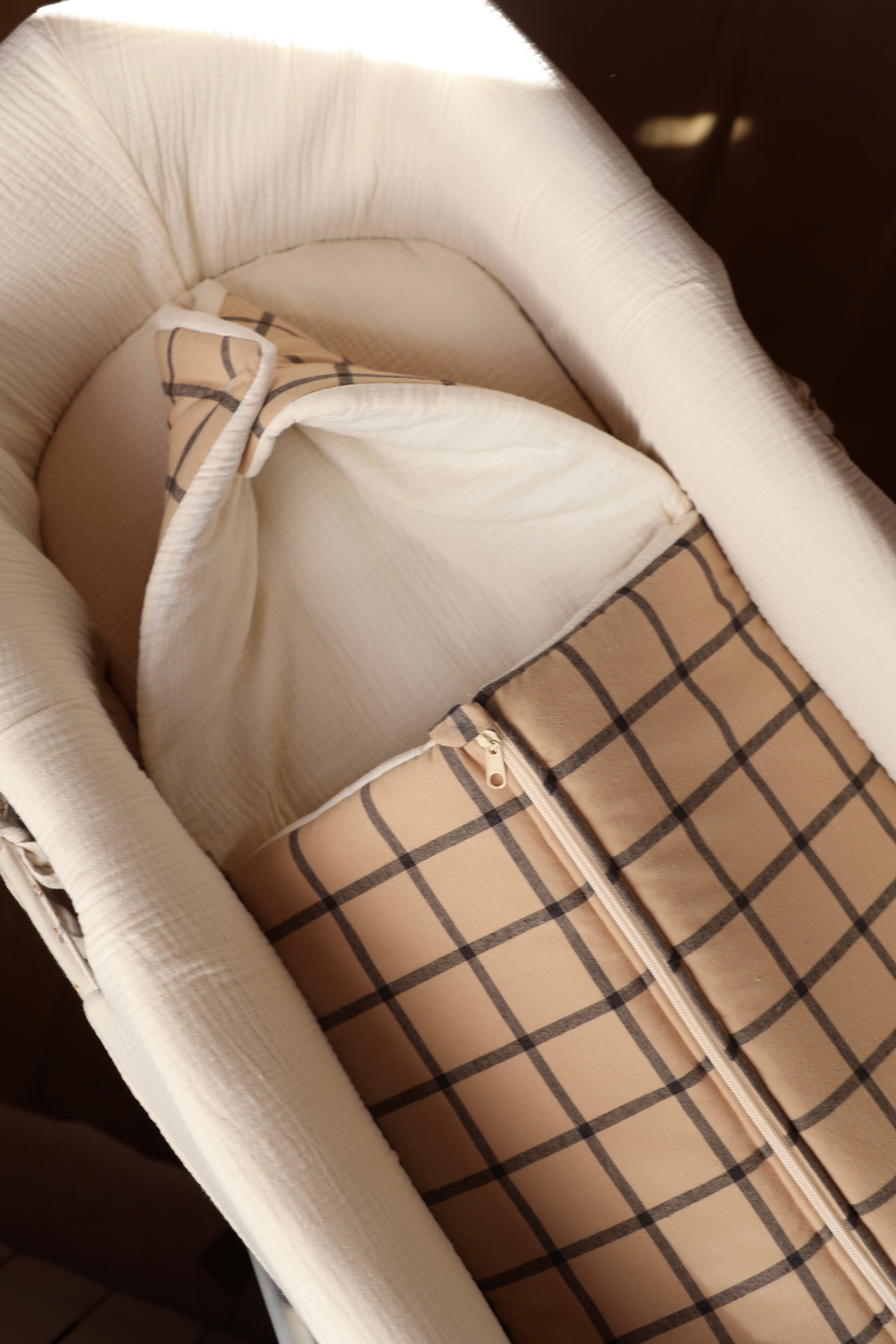 Saco Capazo Cuadro Ocre + Gasa Cruda