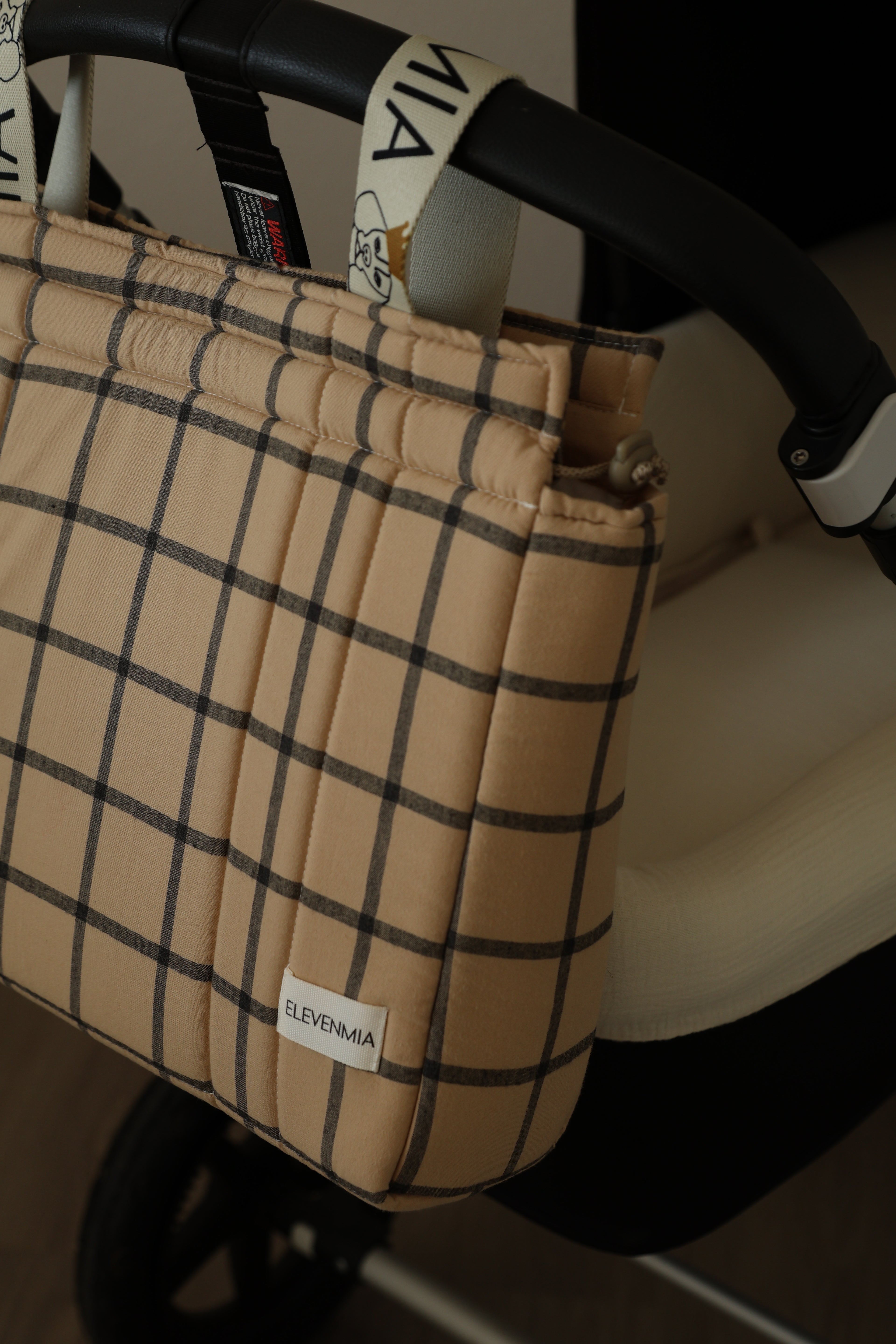 Grand sac à carreaux ocre